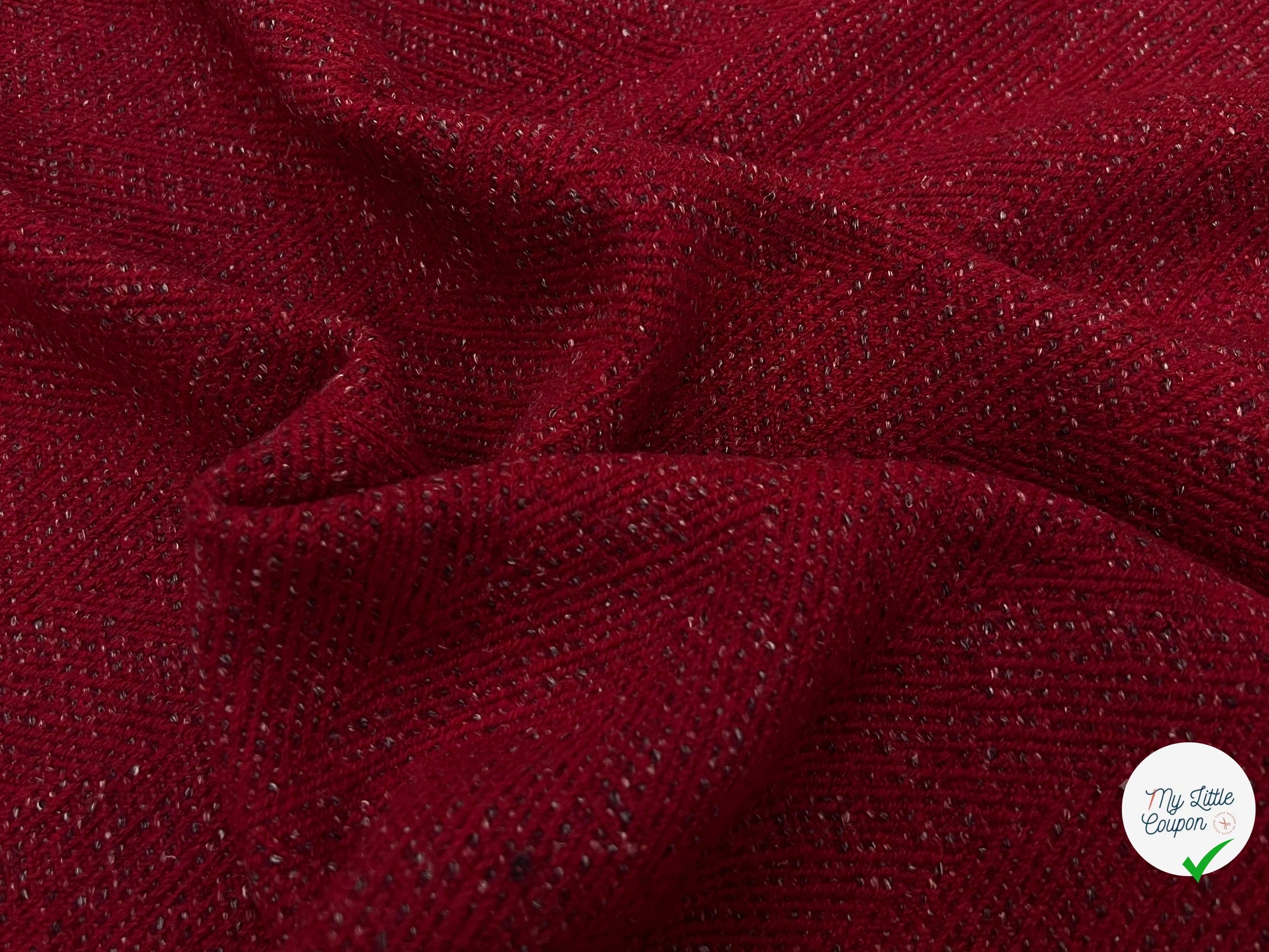 TWEED CHEVRON ROUGE CHIC 100% LAINE - My Little Coupon