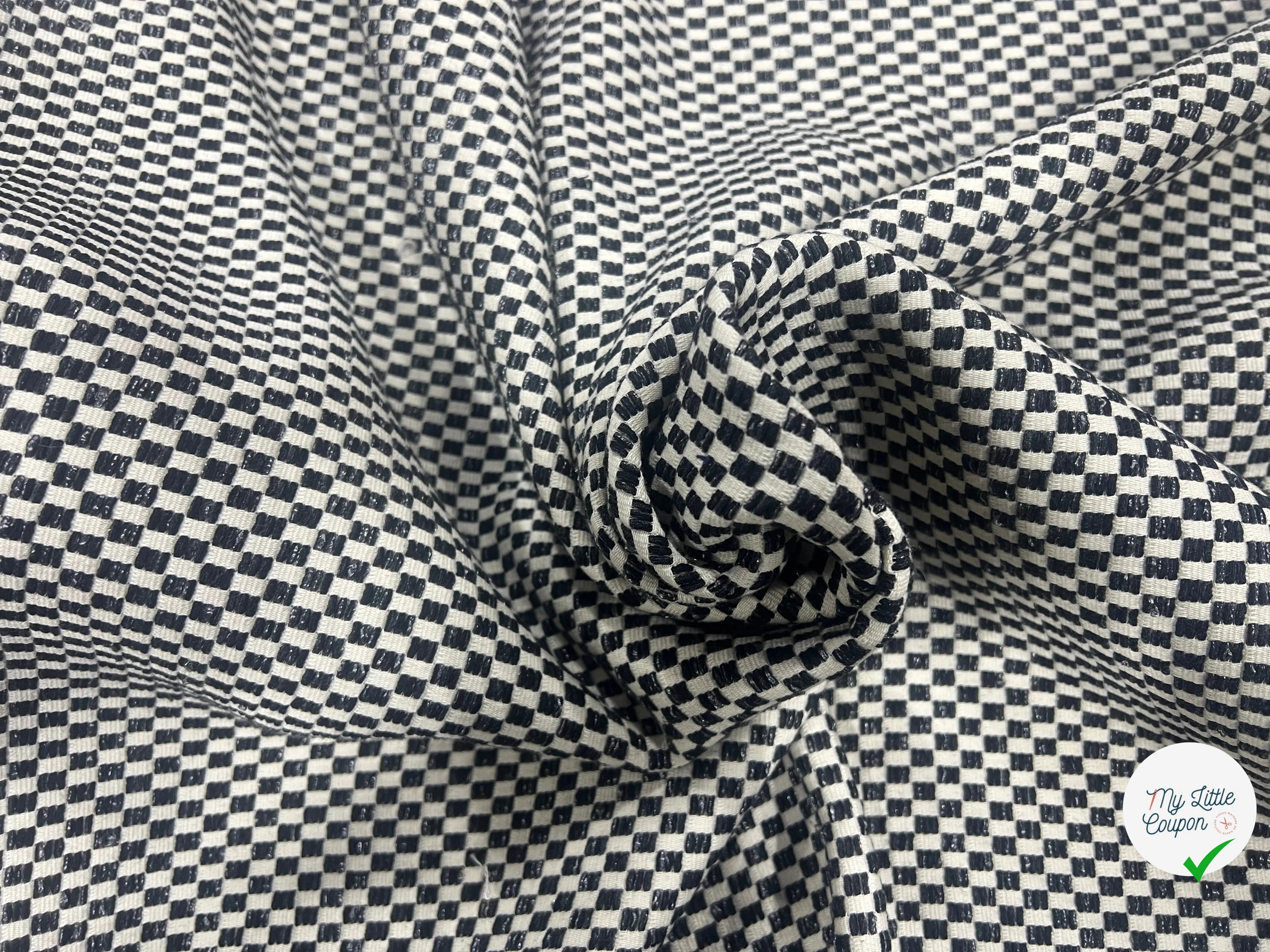 TWEED COTON CARREAUX BLANC & NOIR - My Little Coupon
