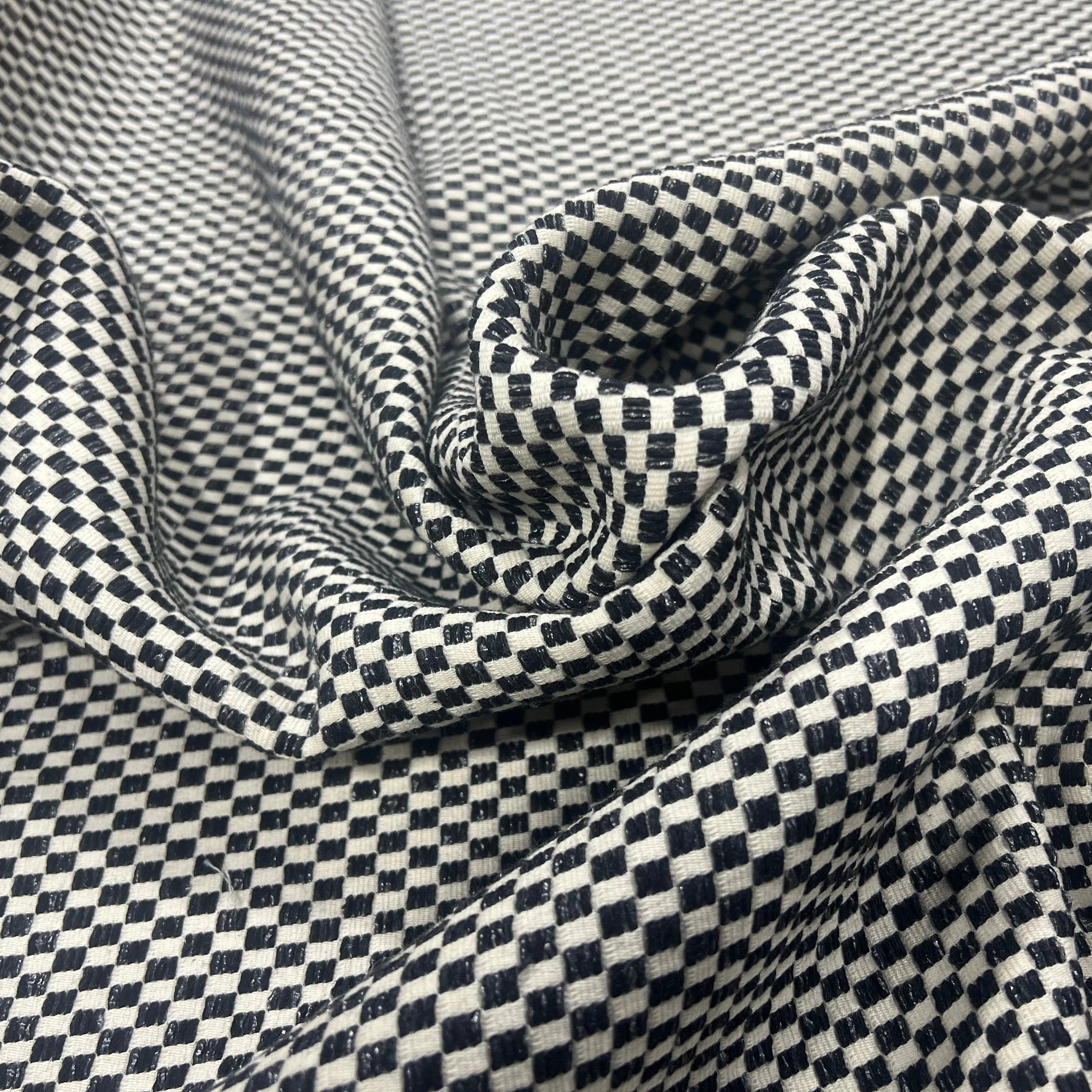 TWEED COTON CARREAUX BLANC & NOIR - My Little Coupon