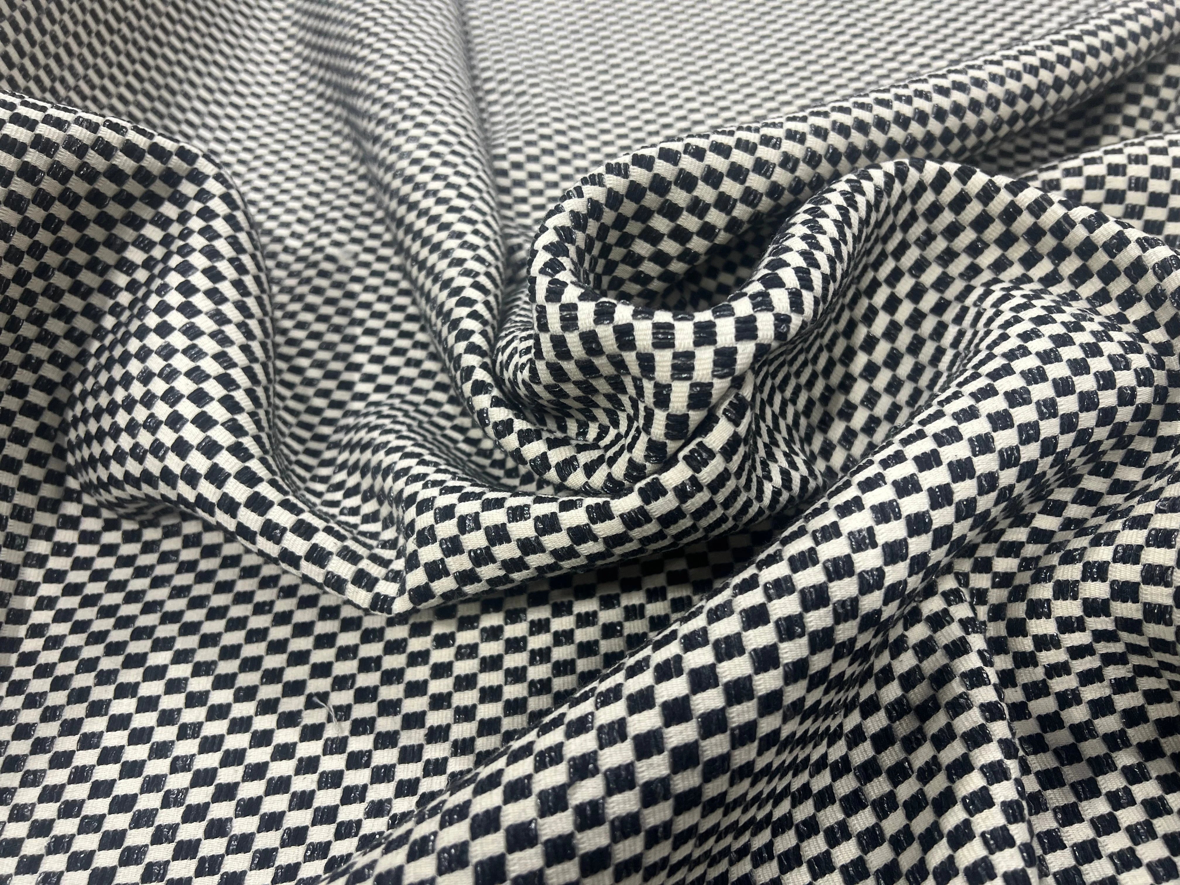 TWEED COTON CARREAUX BLANC & NOIR - My Little Coupon