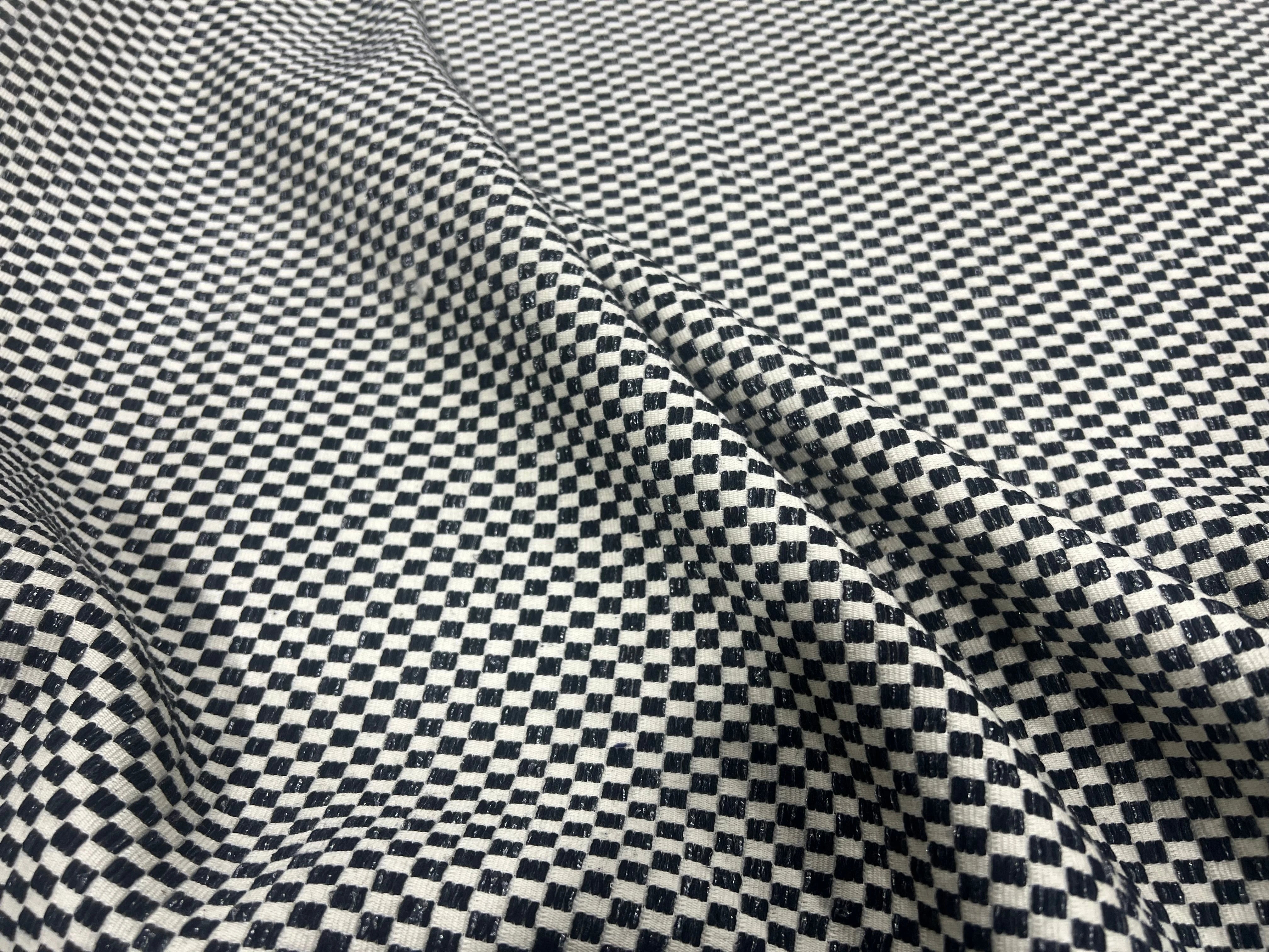 TWEED COTON CARREAUX BLANC & NOIR - My Little Coupon