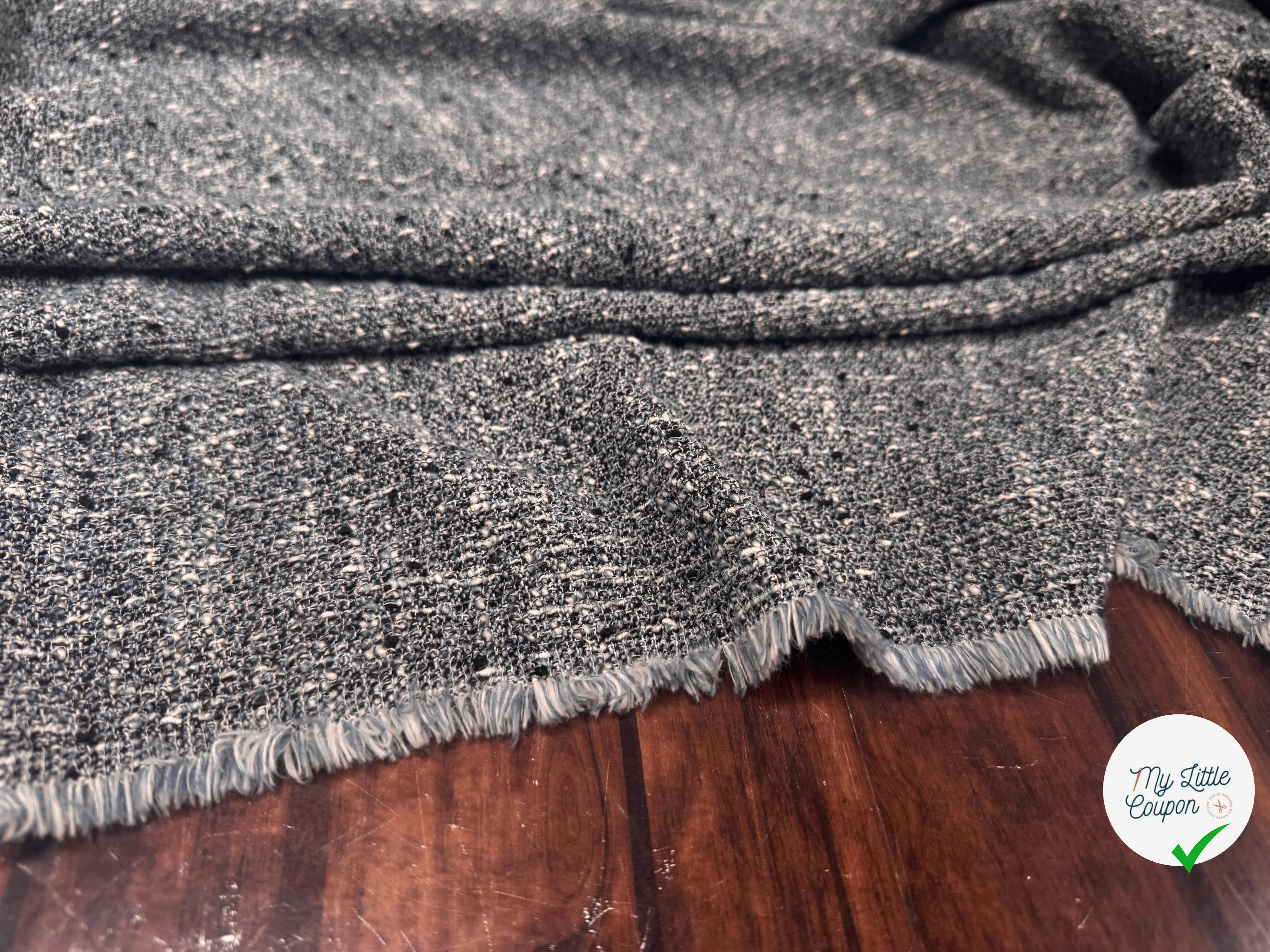 TWEED COTON FABRICATION ITALIE BLEU DENIM - My Little Coupon