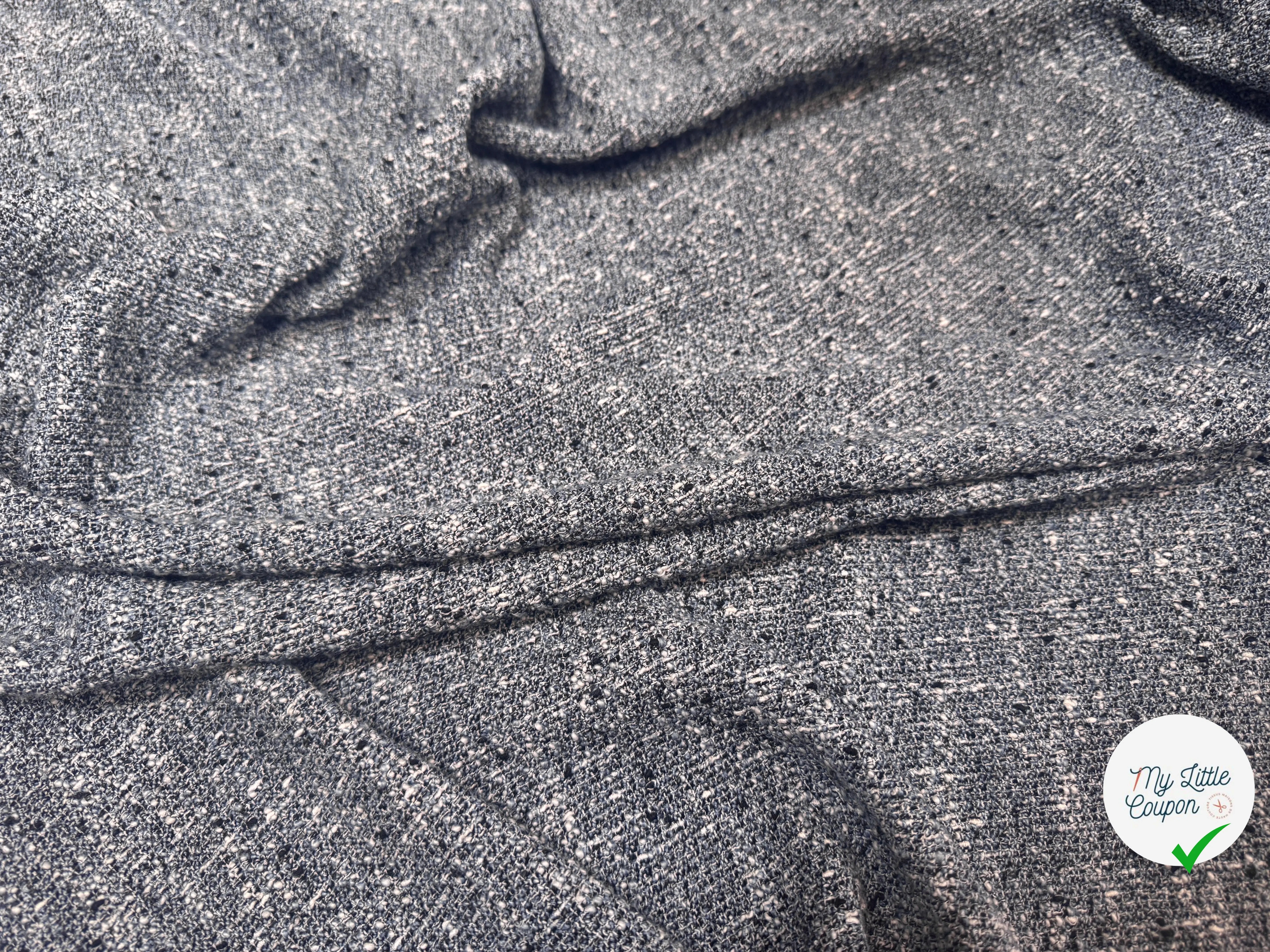 TWEED COTON FABRICATION ITALIE BLEU DENIM - My Little Coupon