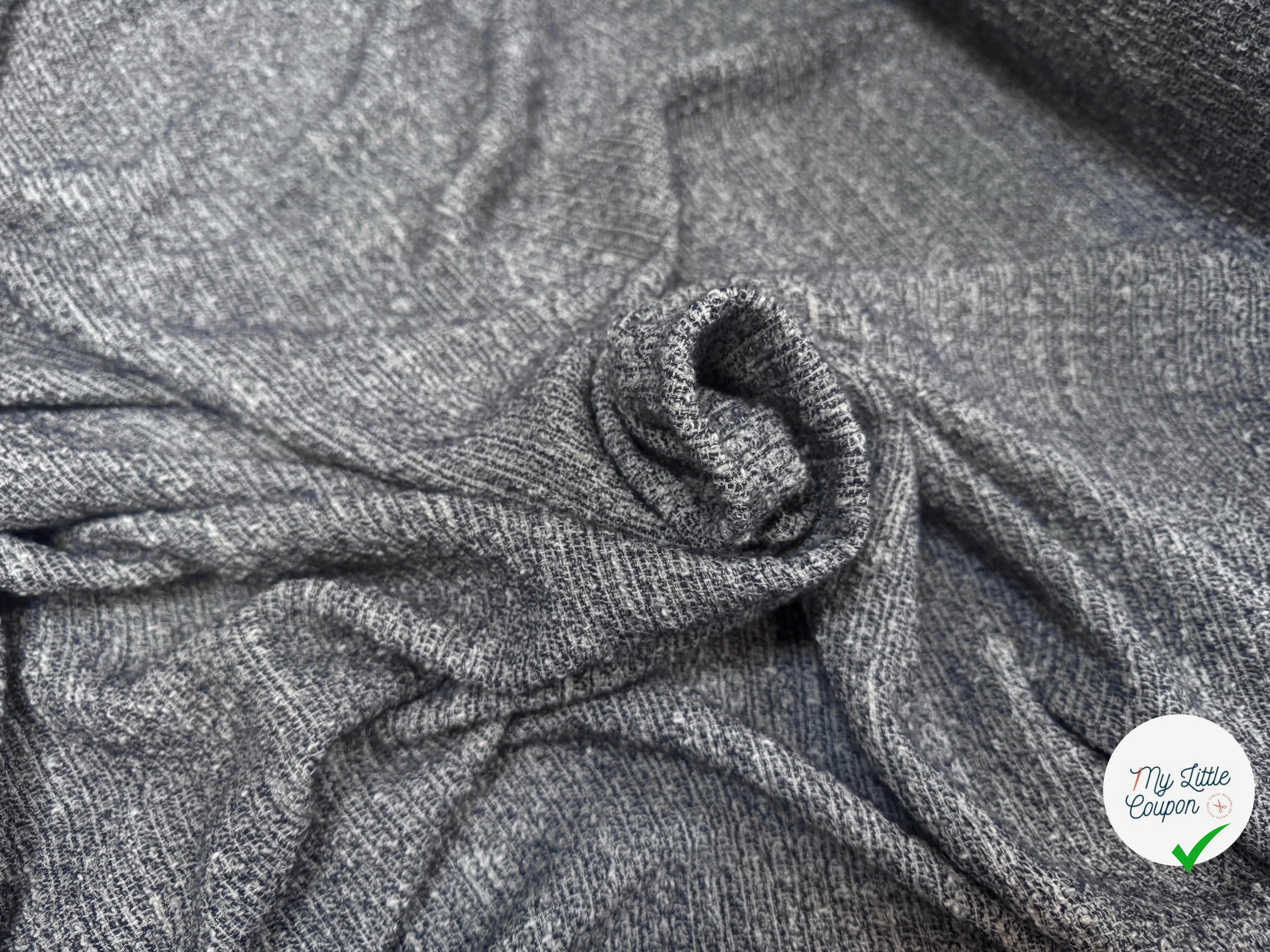 TWEED COTON FABRICATION ITALIE BLEU - My Little Coupon