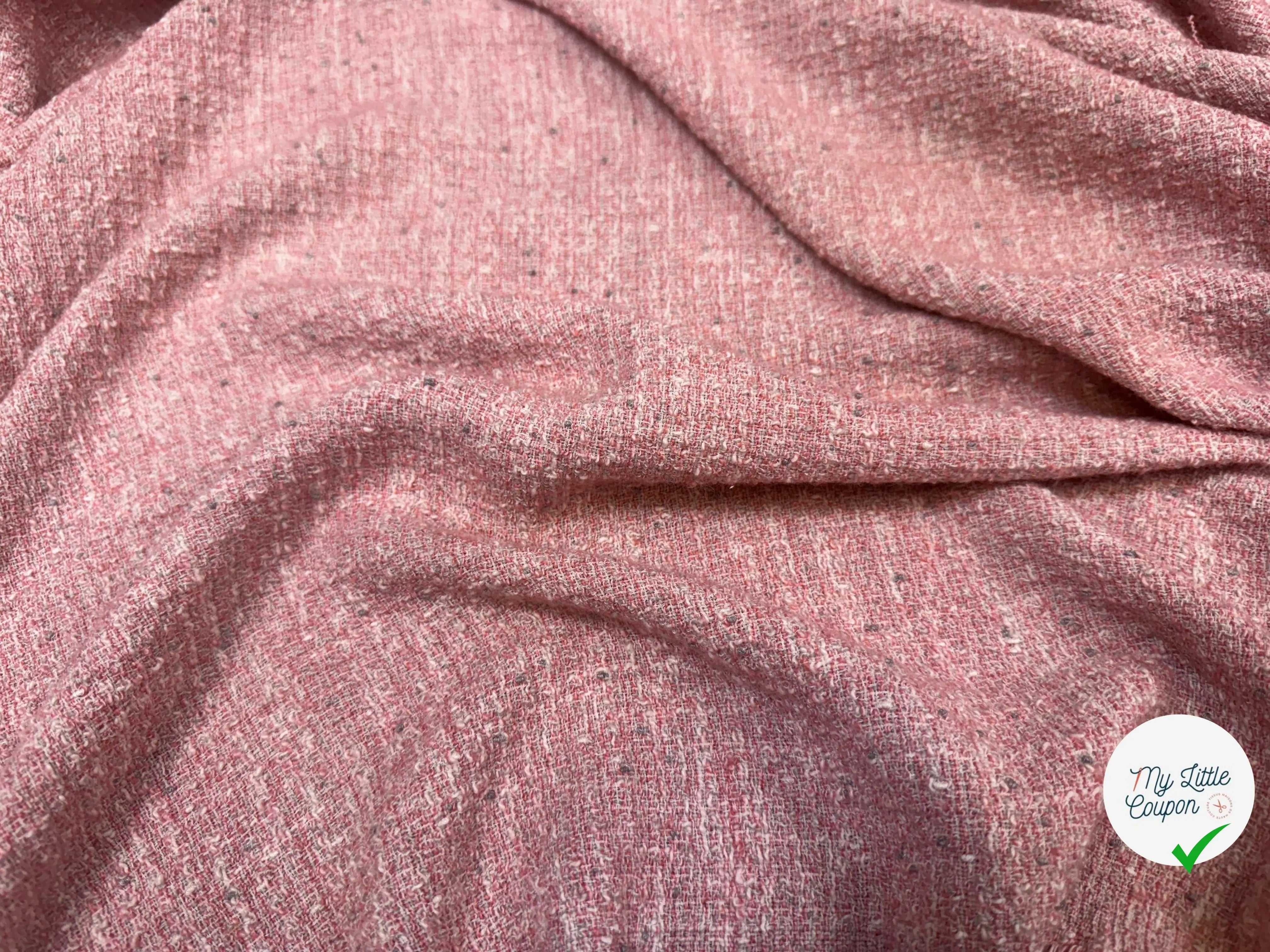 TWEED COTON FABRICATION ITALIE ROSE - My Little Coupon