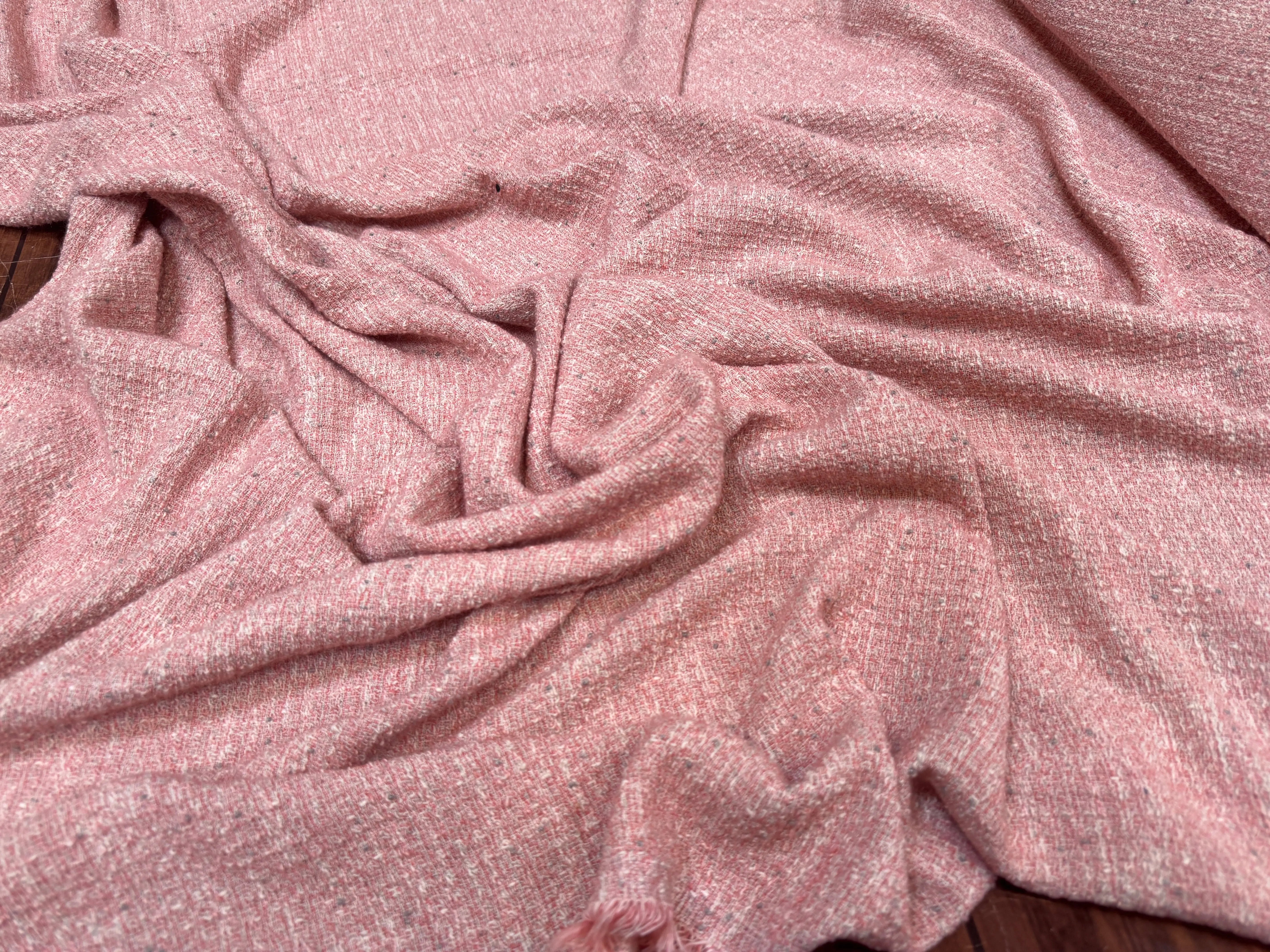 TWEED COTON FABRICATION ITALIE ROSE - My Little Coupon