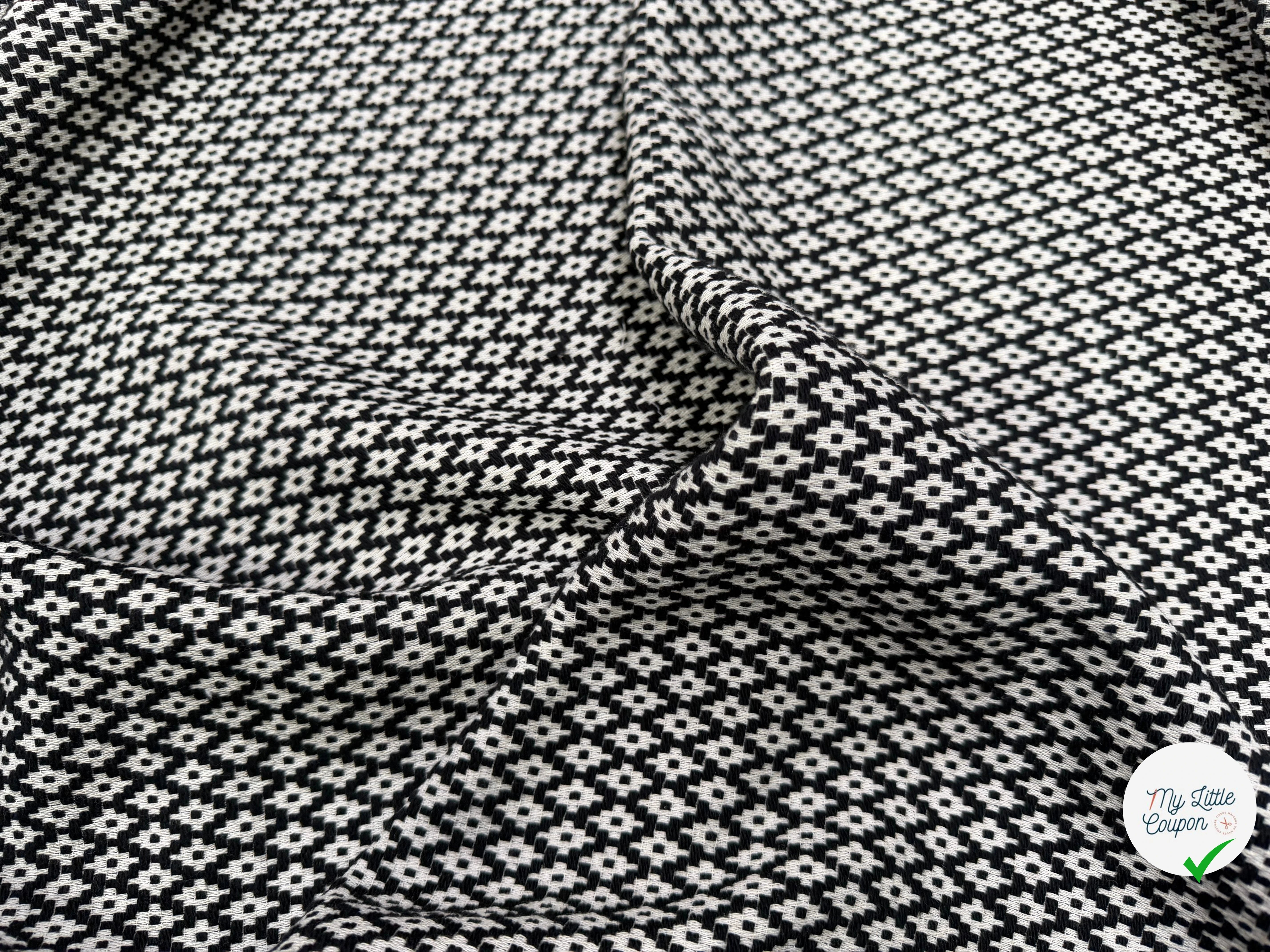 TWEED COTON LOSANGES NOIR ET BLANC - My Little Coupon