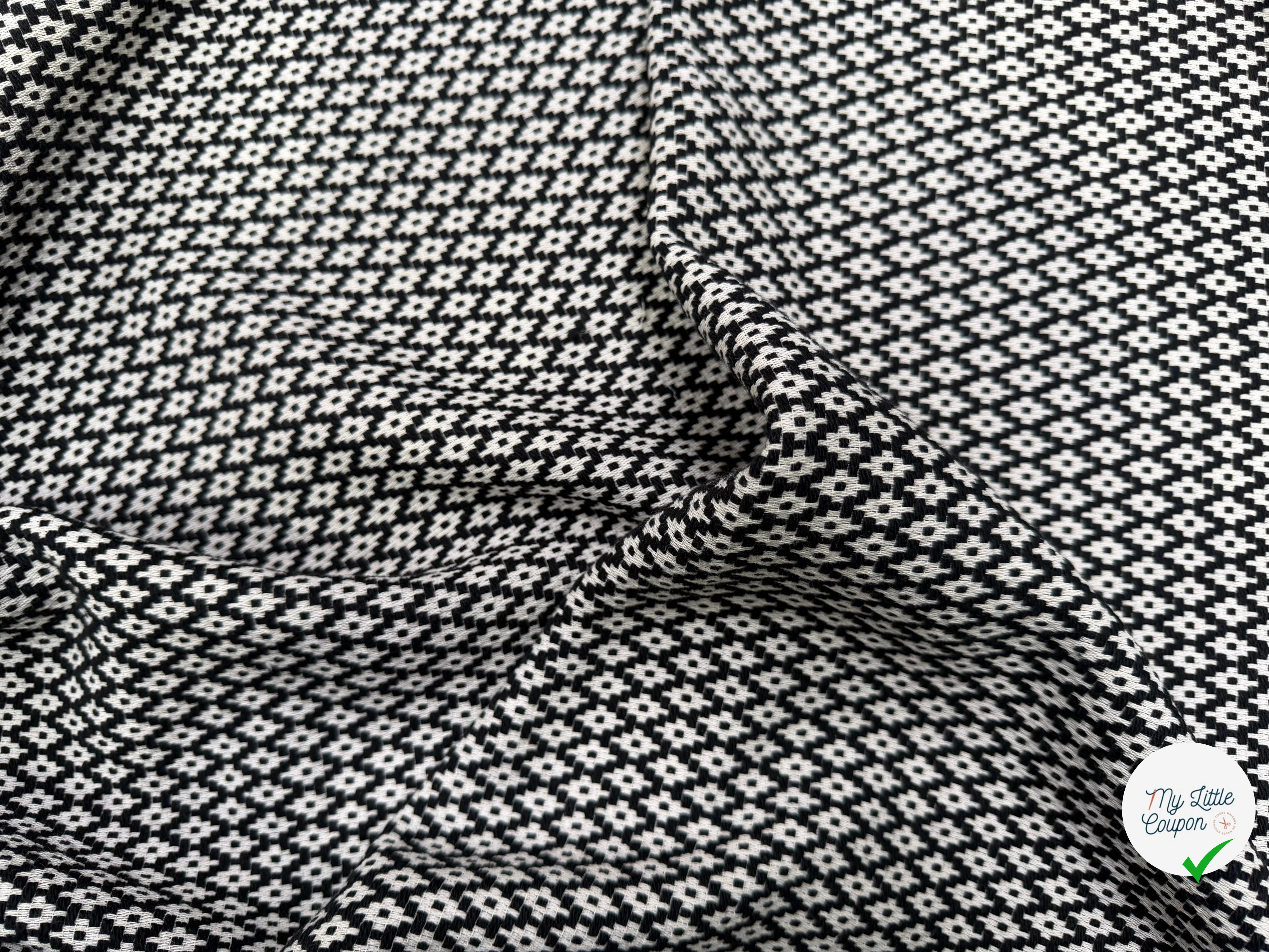 TWEED COTON LOSANGES NOIR ET BLANC - My Little Coupon