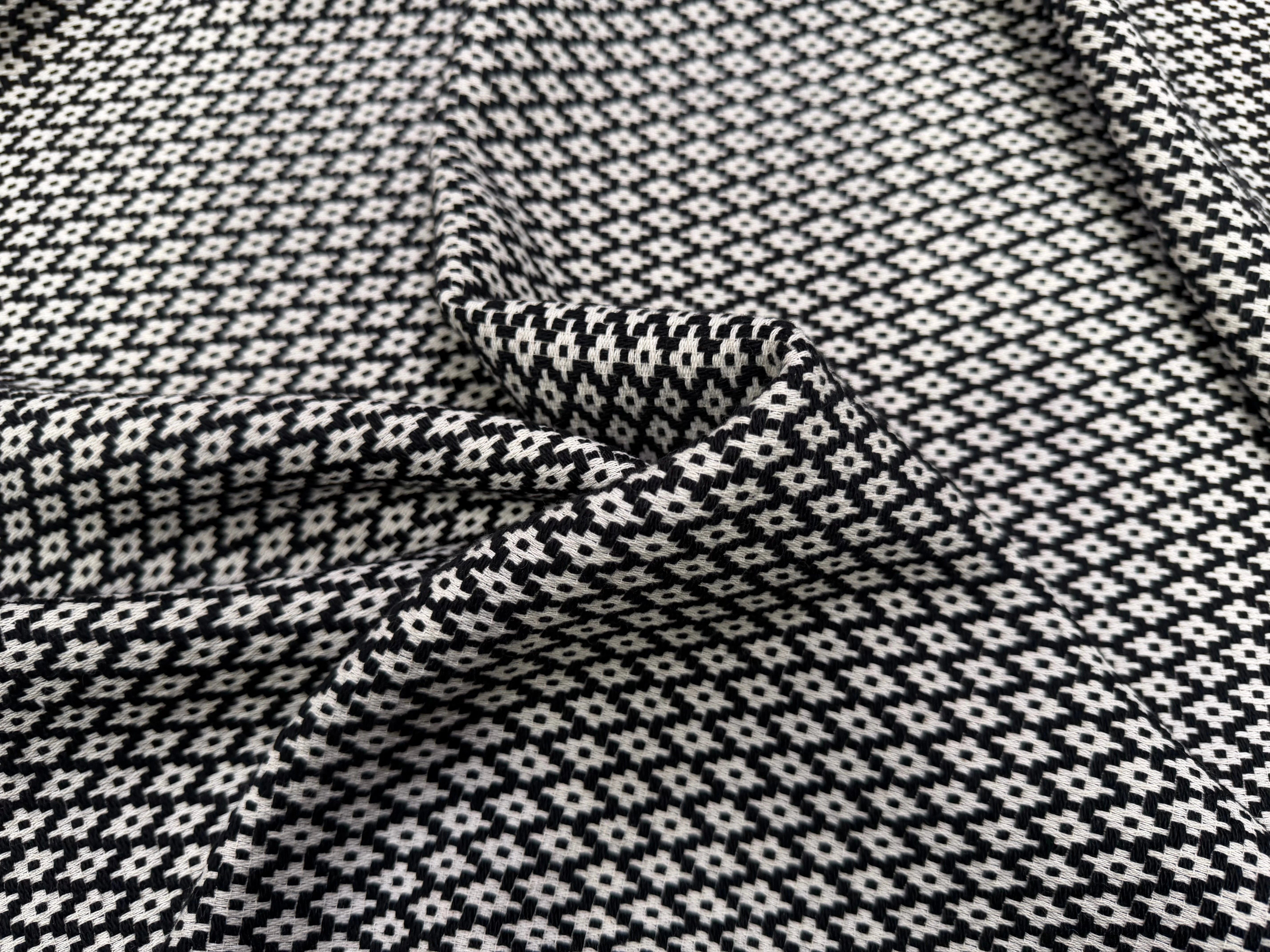 TWEED COTON LOSANGES NOIR ET BLANC - My Little Coupon