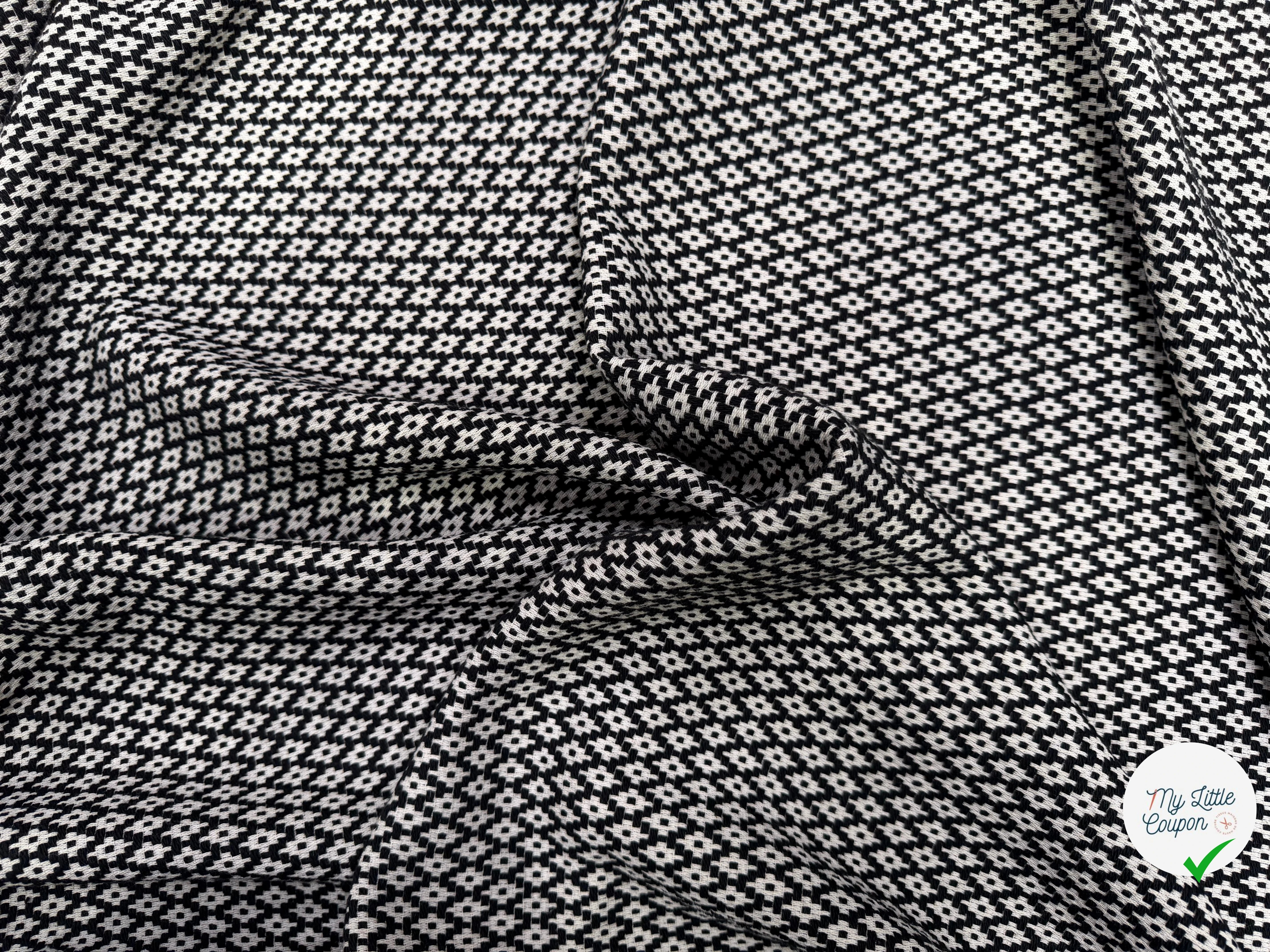 TWEED COTON LOSANGES NOIR ET BLANC - My Little Coupon