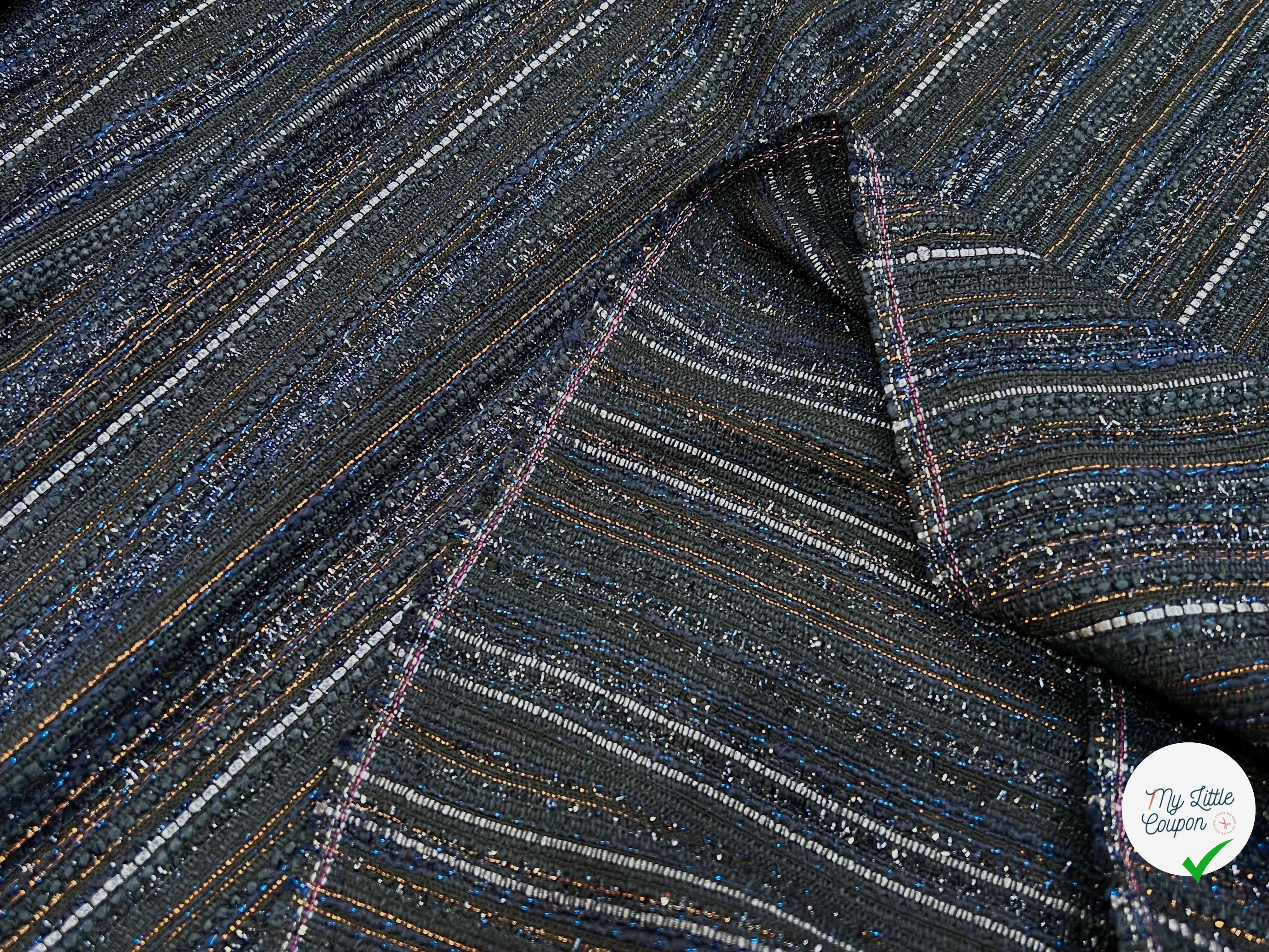 TWEED COTON LUREX BLEU NUIT 80% COTON - My Little Coupon