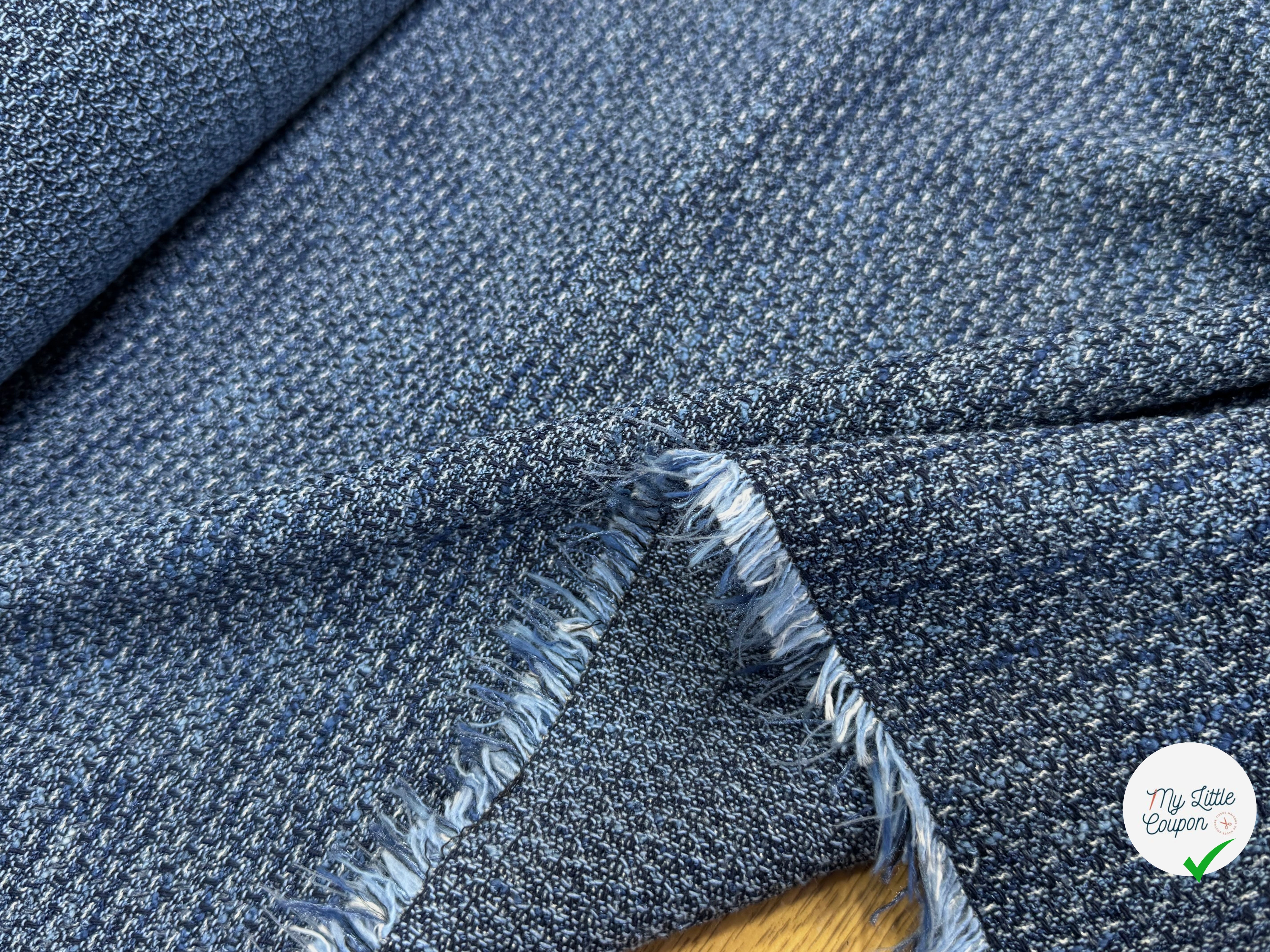 TWEED COTON MI-SAISON BLEU 80% COTON - My Little Coupon