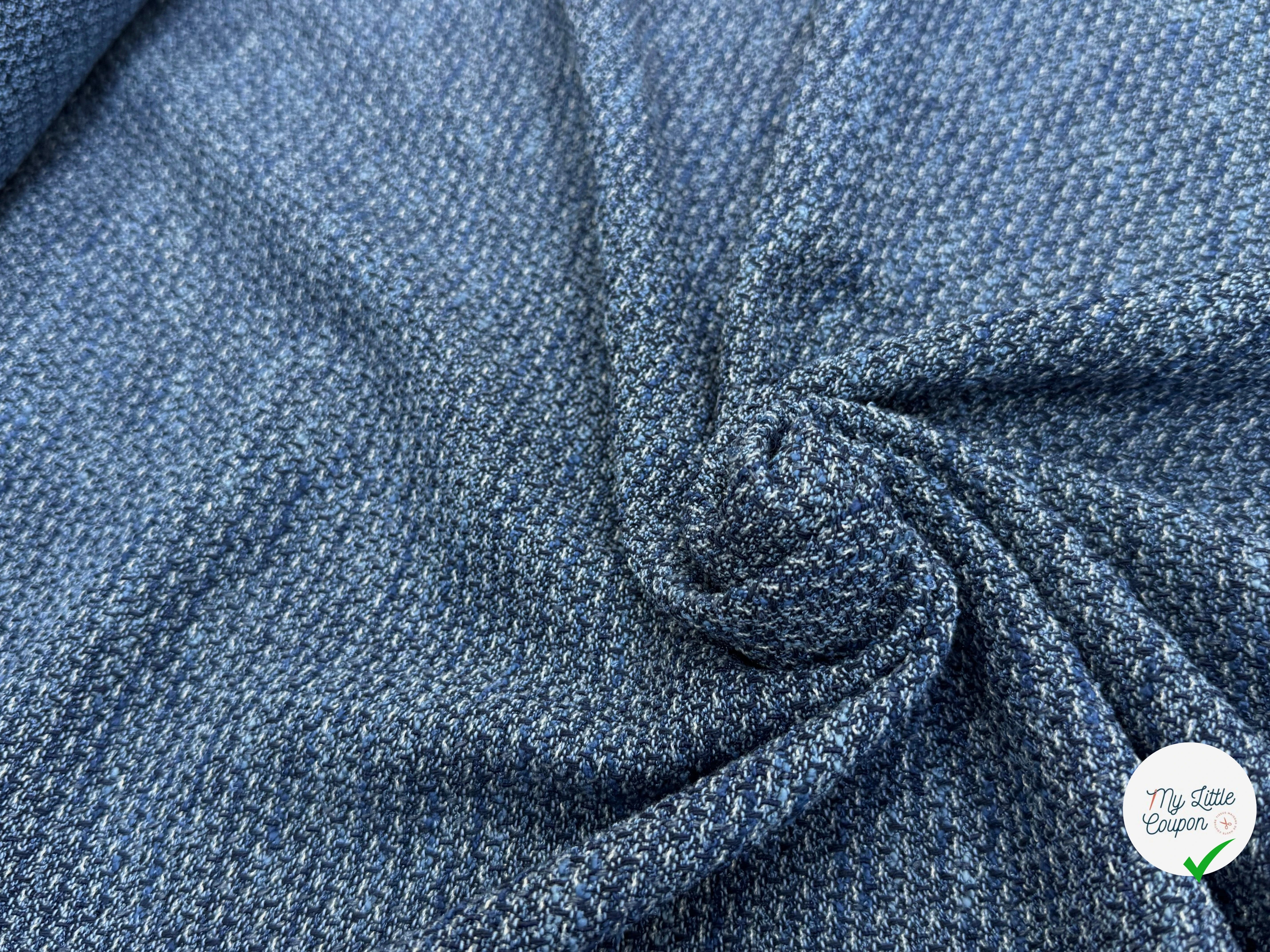 TWEED COTON MI-SAISON BLEU 80% COTON - My Little Coupon