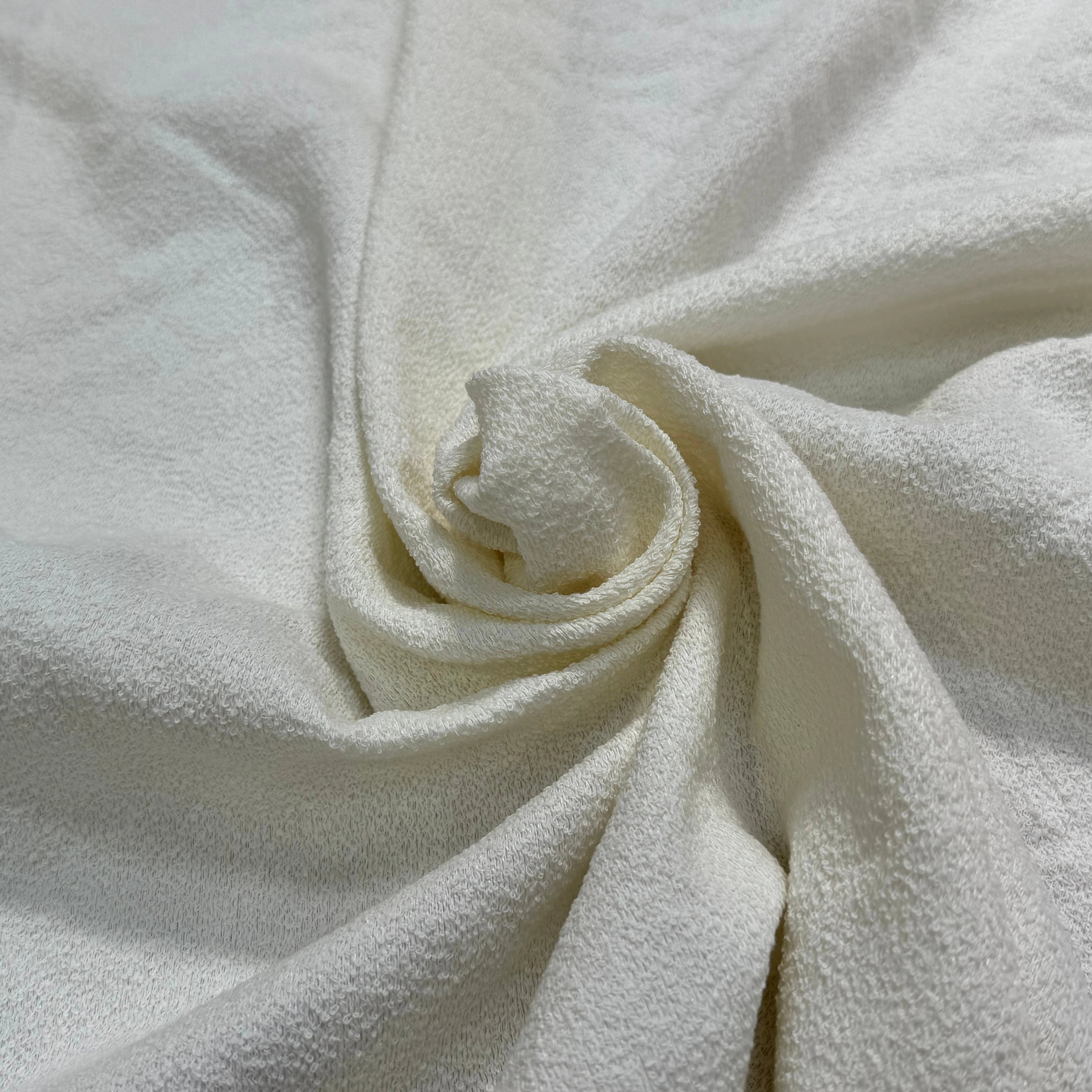 TWEED DE COTON MI-SAISON ASPECT ÉPONGE BLANC - My Little Coupon