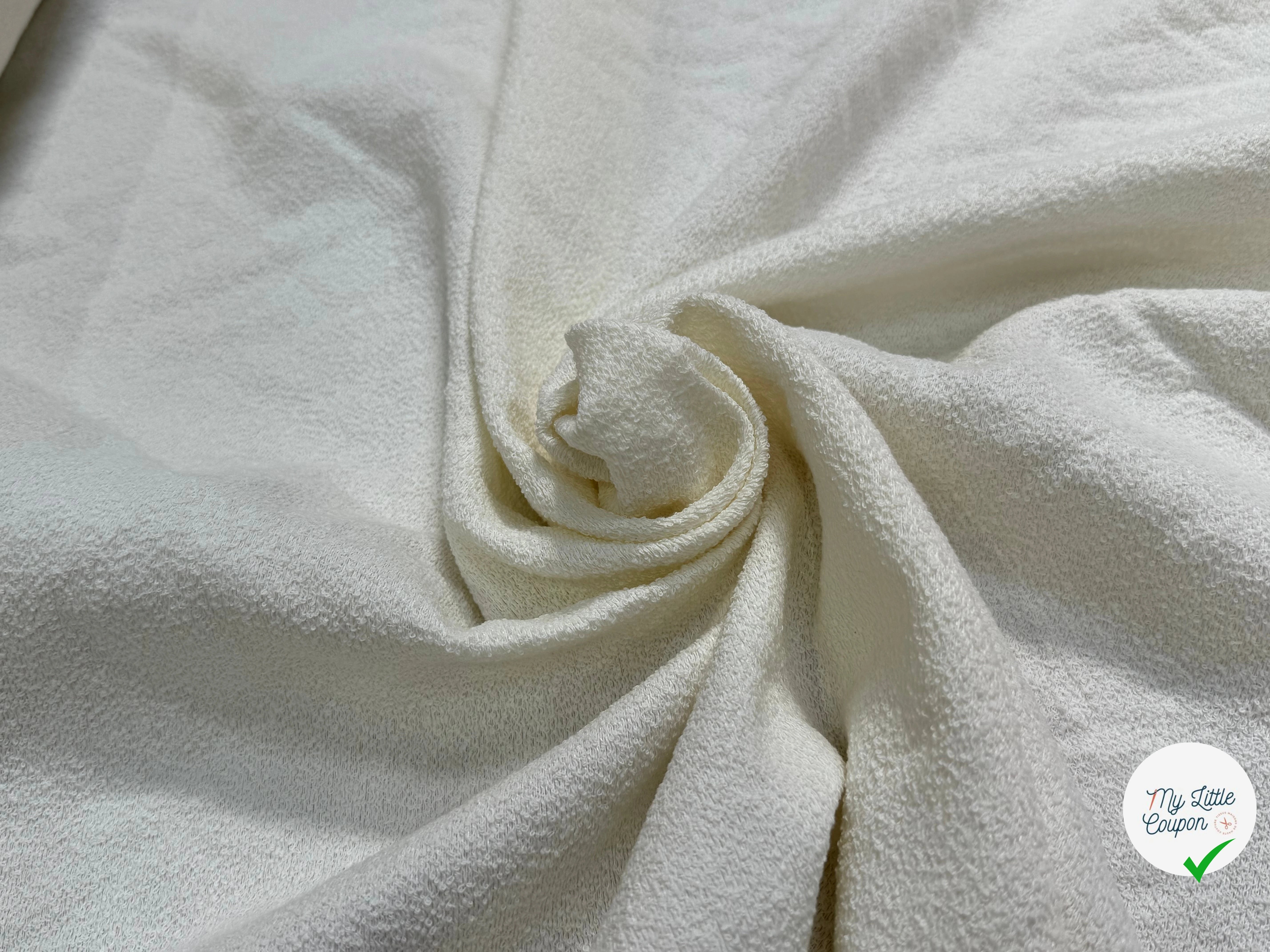 TWEED DE COTON MI-SAISON ASPECT ÉPONGE BLANC - My Little Coupon