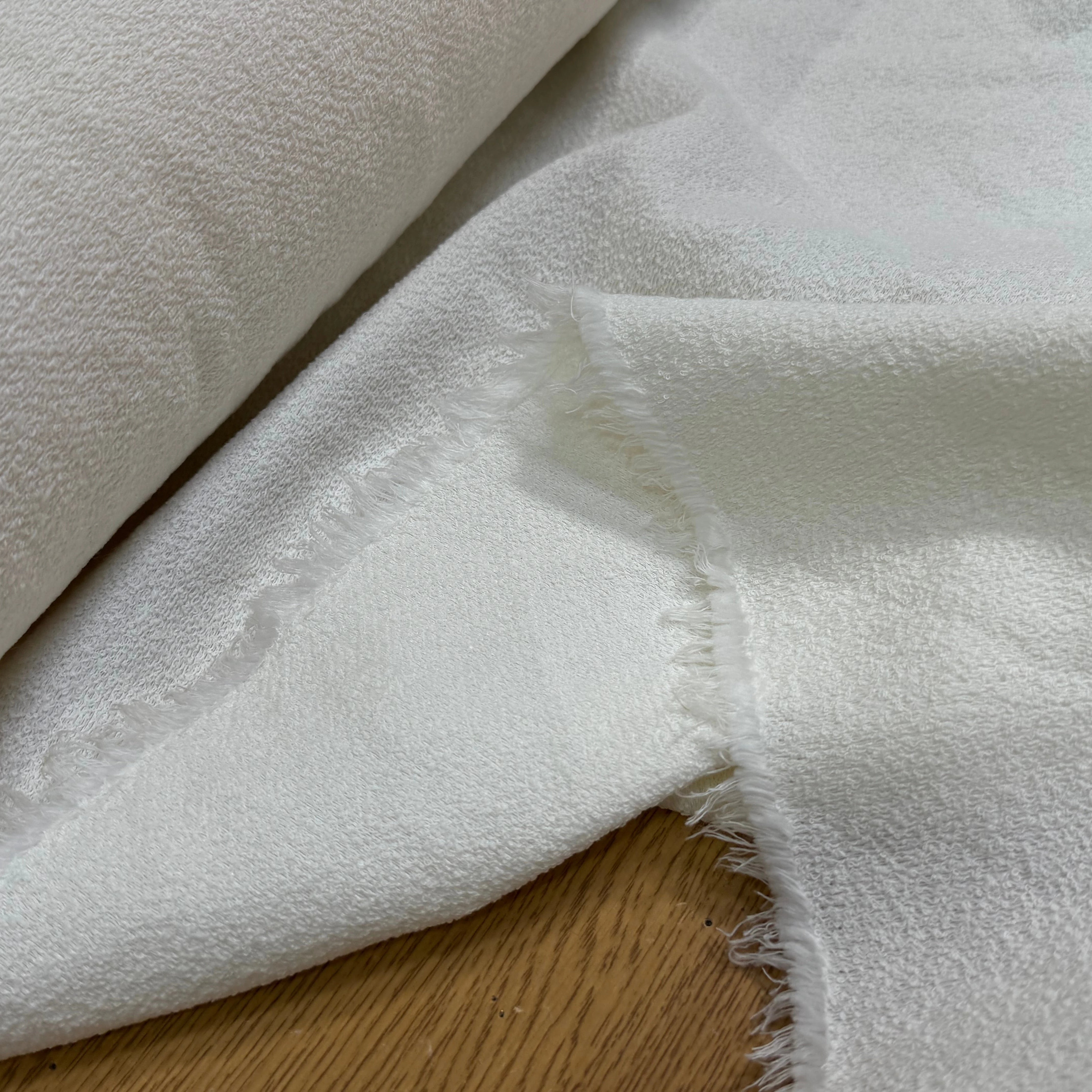 TWEED DE COTON MI-SAISON ASPECT ÉPONGE BLANC - My Little Coupon