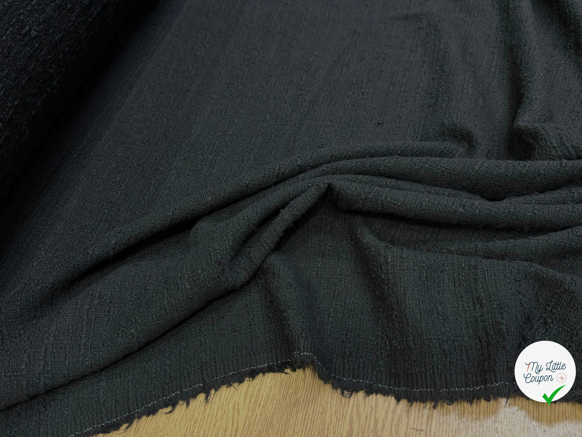 Tissu tweed de coton mi-saison noir