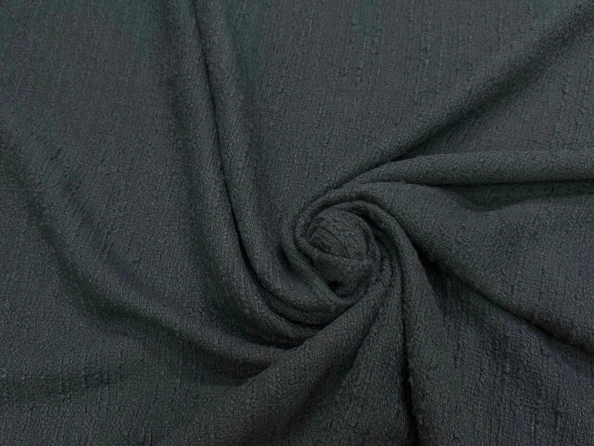 Tissu tweed de coton mi-saison noir - vue de la matière