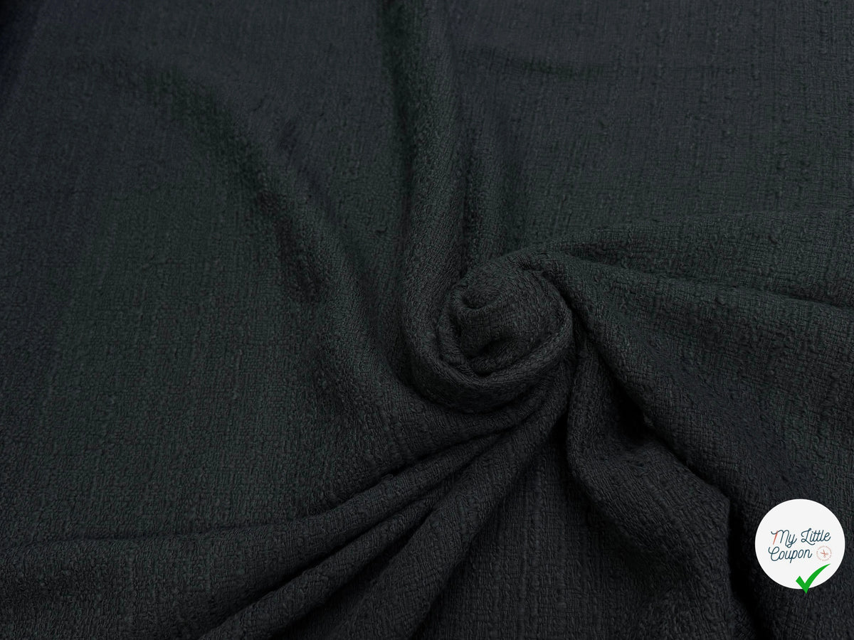 Tissu tweed de coton mi-saison noir - aspect et couleur