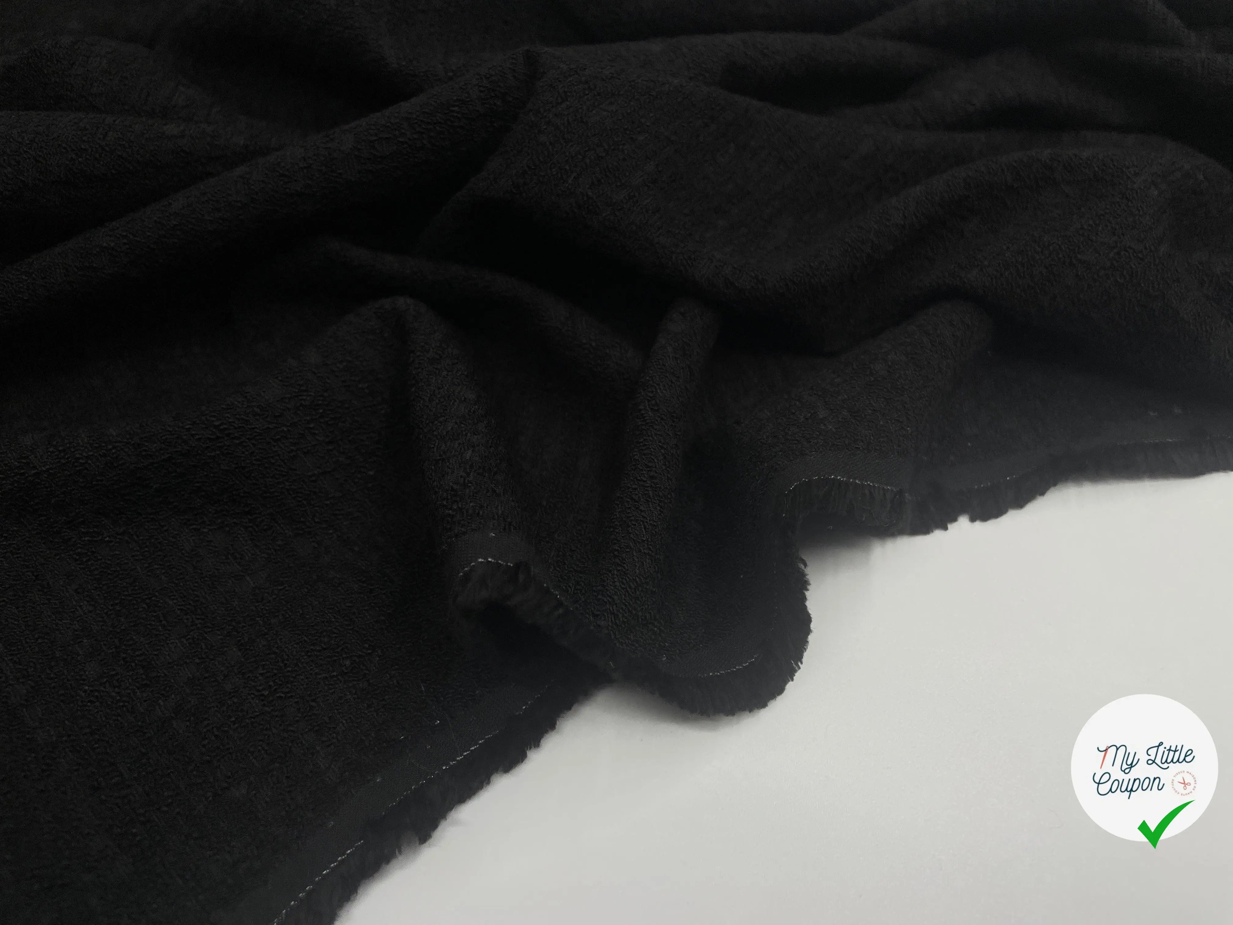 TWEED DE COTON STRETCH NOIR - My Little Coupon - tissu - coudre