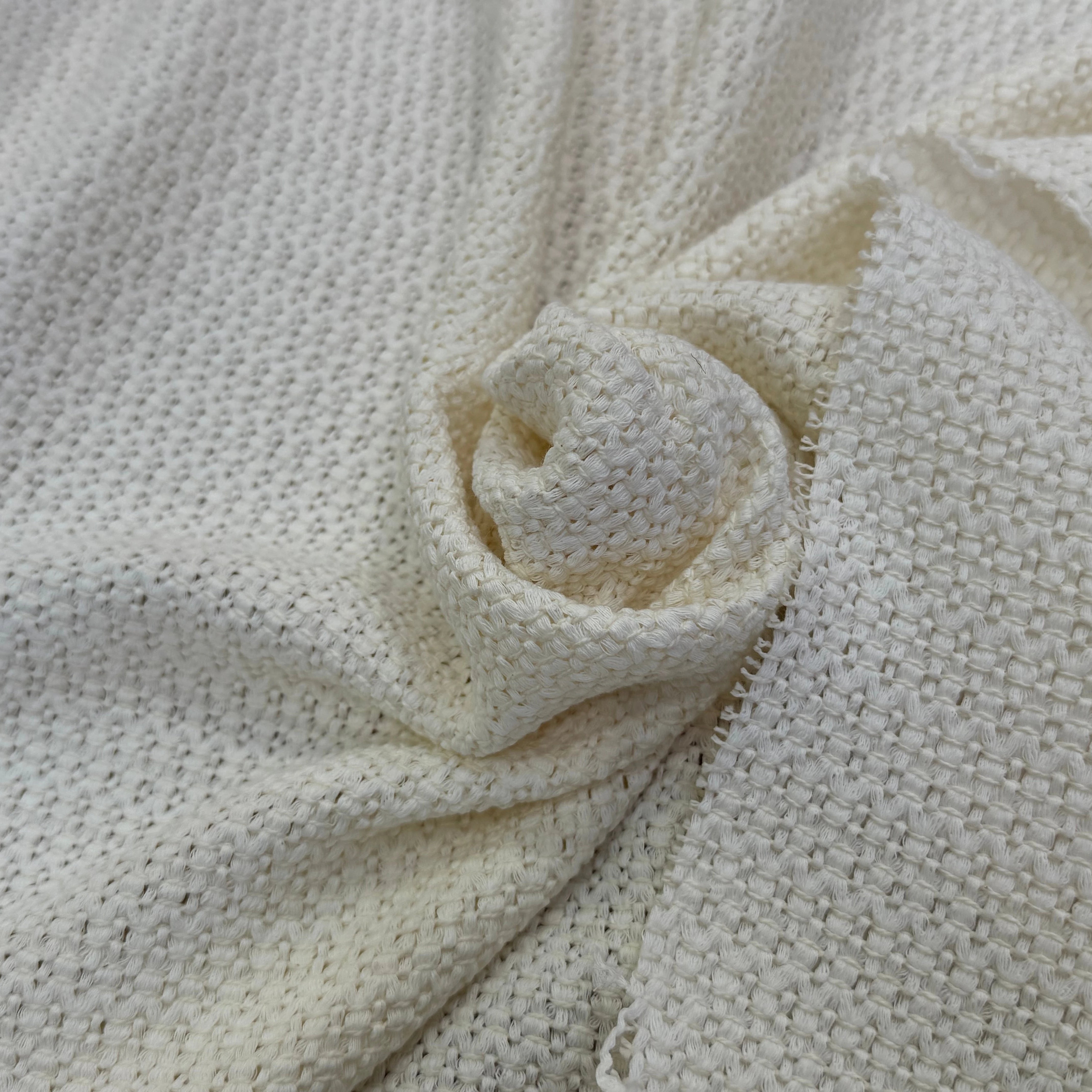 TWEED DE COTON TISSÉ PRESTIGE ULTRA BEAU BLANC CASSÉ - My Little Coupon