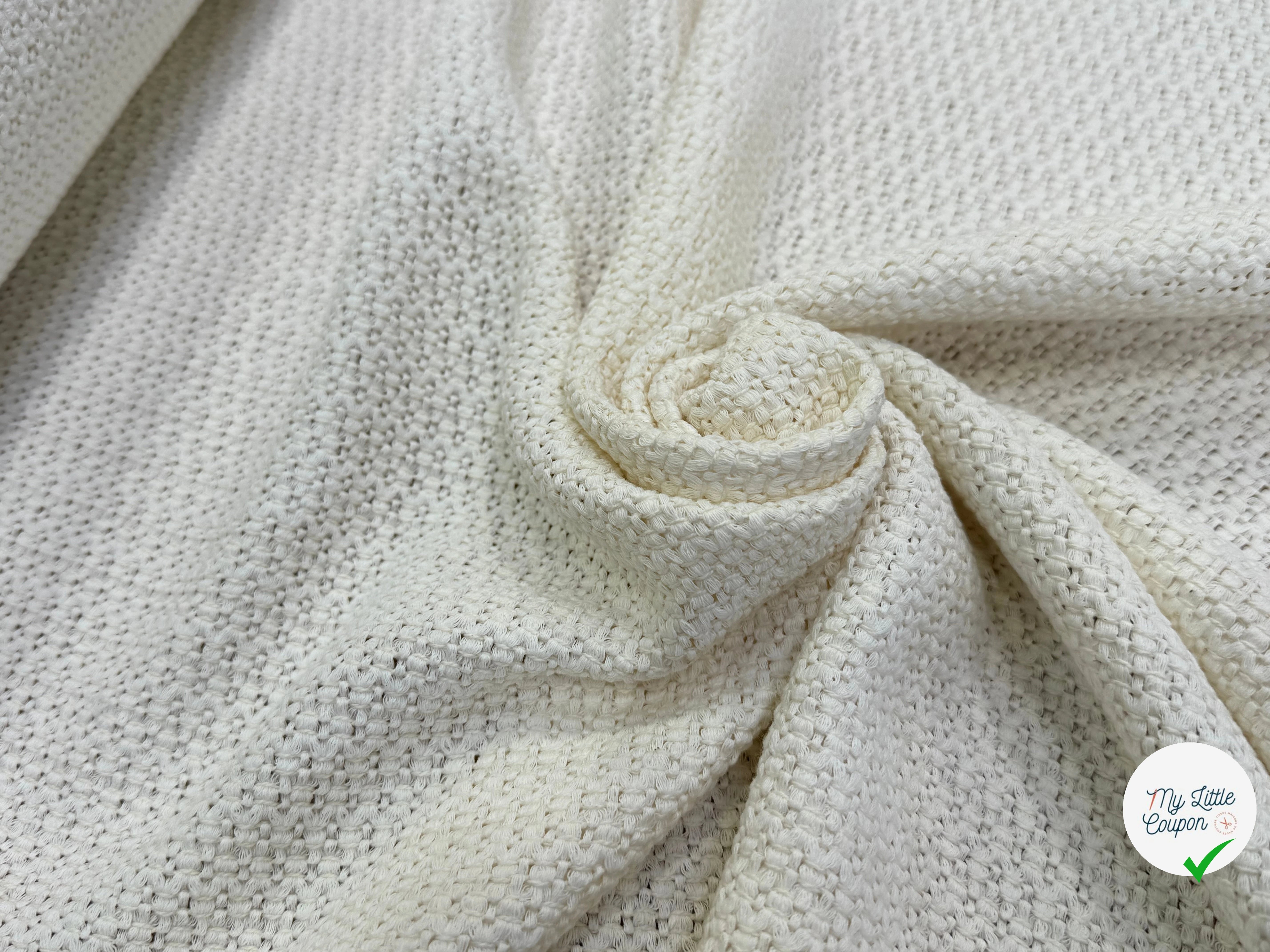 TWEED DE COTON TISSÉ PRESTIGE ULTRA BEAU BLANC CASSÉ - My Little Coupon