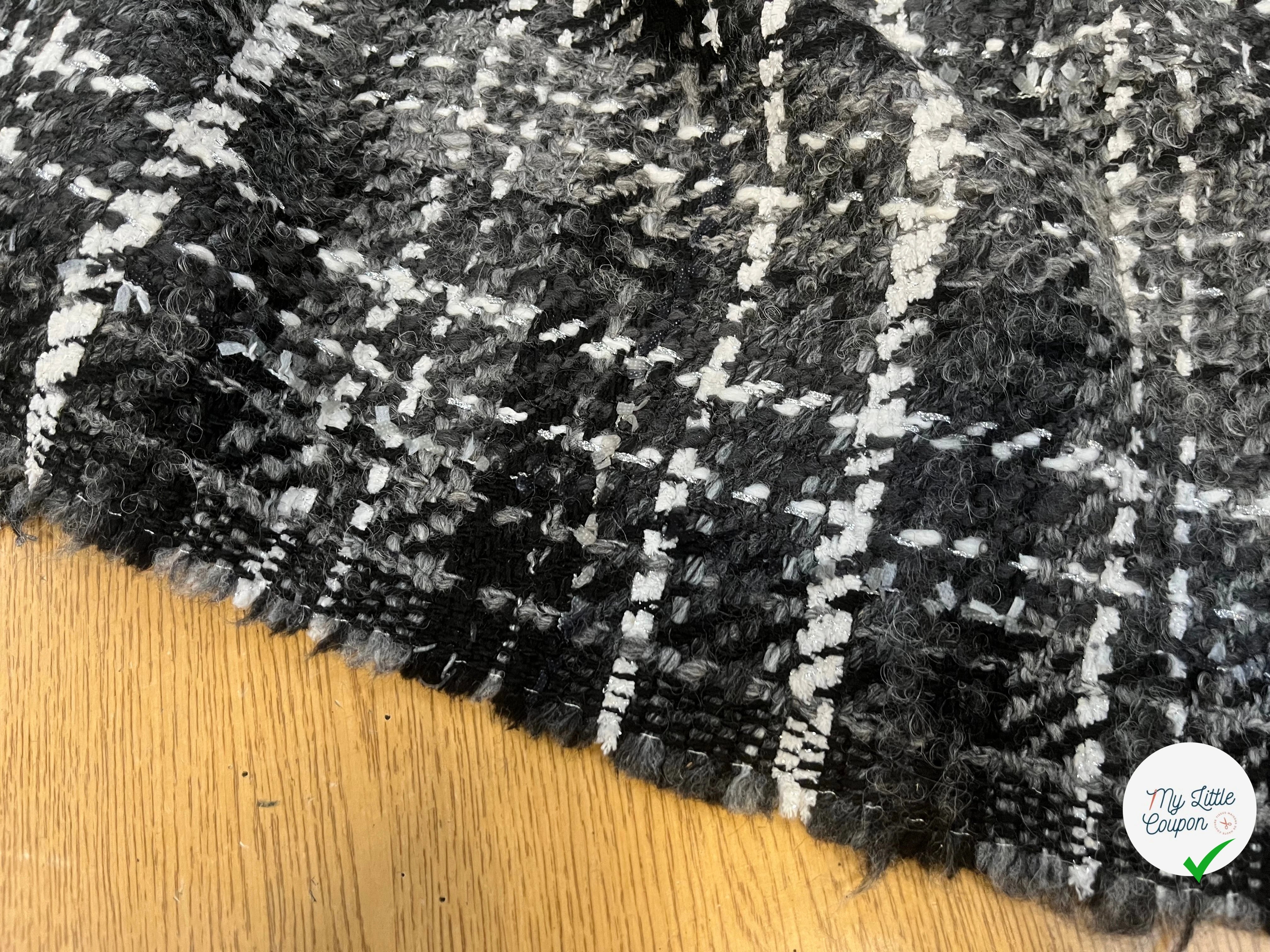 TWEED DE LAINE GRIS À CARREAUX BLANC ET NOIR PRESTIGE FRANCE - My Little Coupon