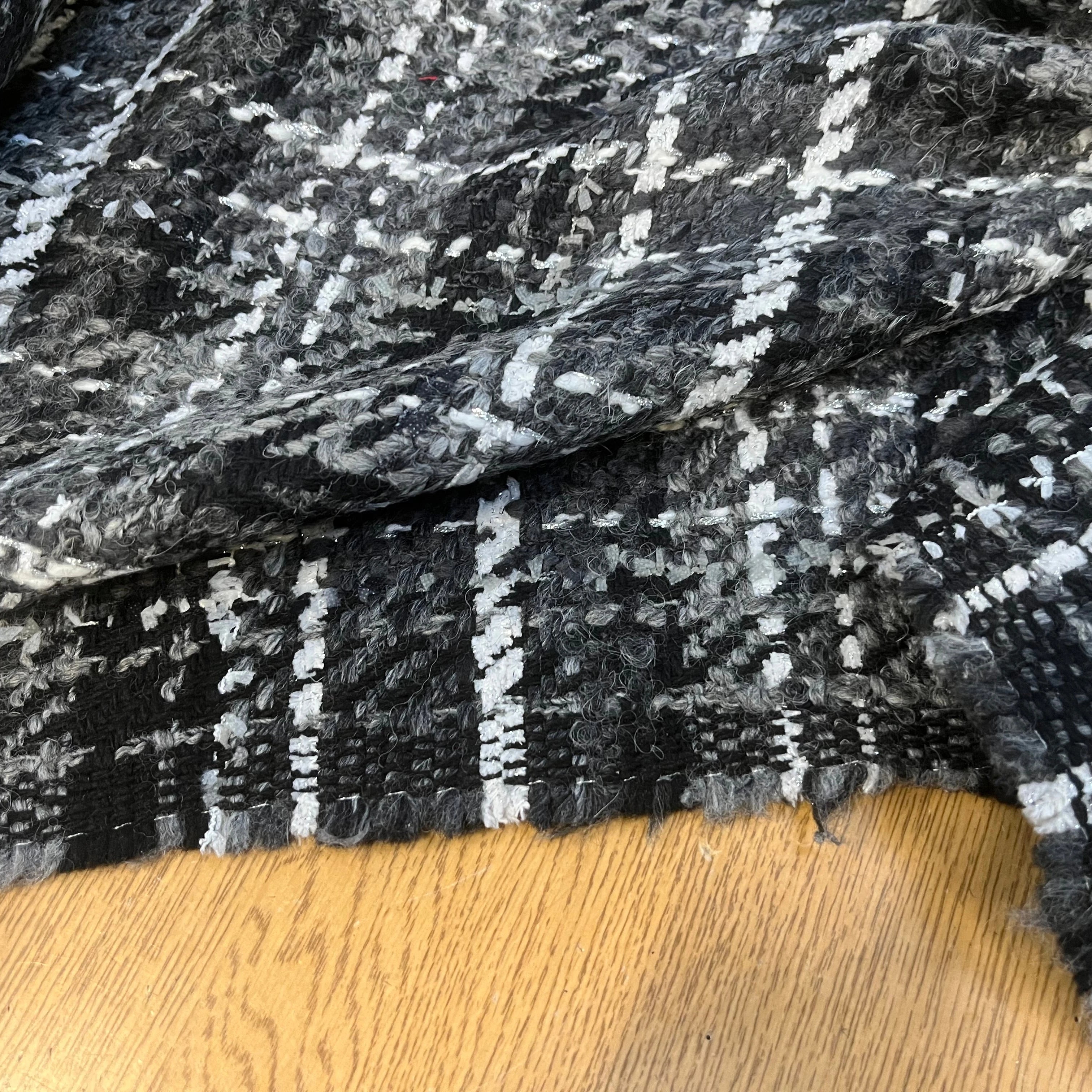 TWEED DE LAINE GRIS À CARREAUX BLANC ET NOIR PRESTIGE FRANCE - My Little Coupon
