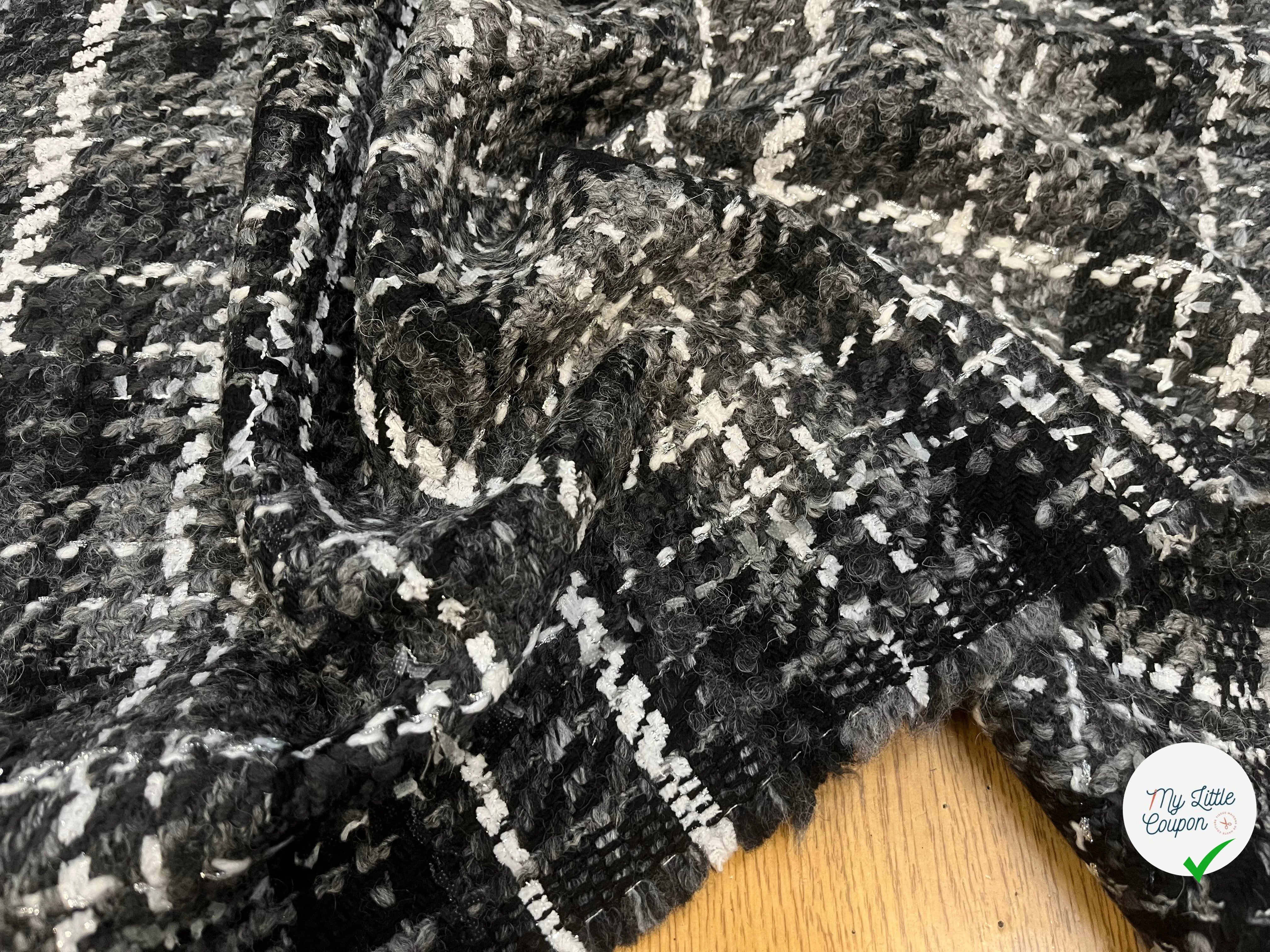 TWEED DE LAINE GRIS À CARREAUX BLANC ET NOIR PRESTIGE FRANCE - My Little Coupon