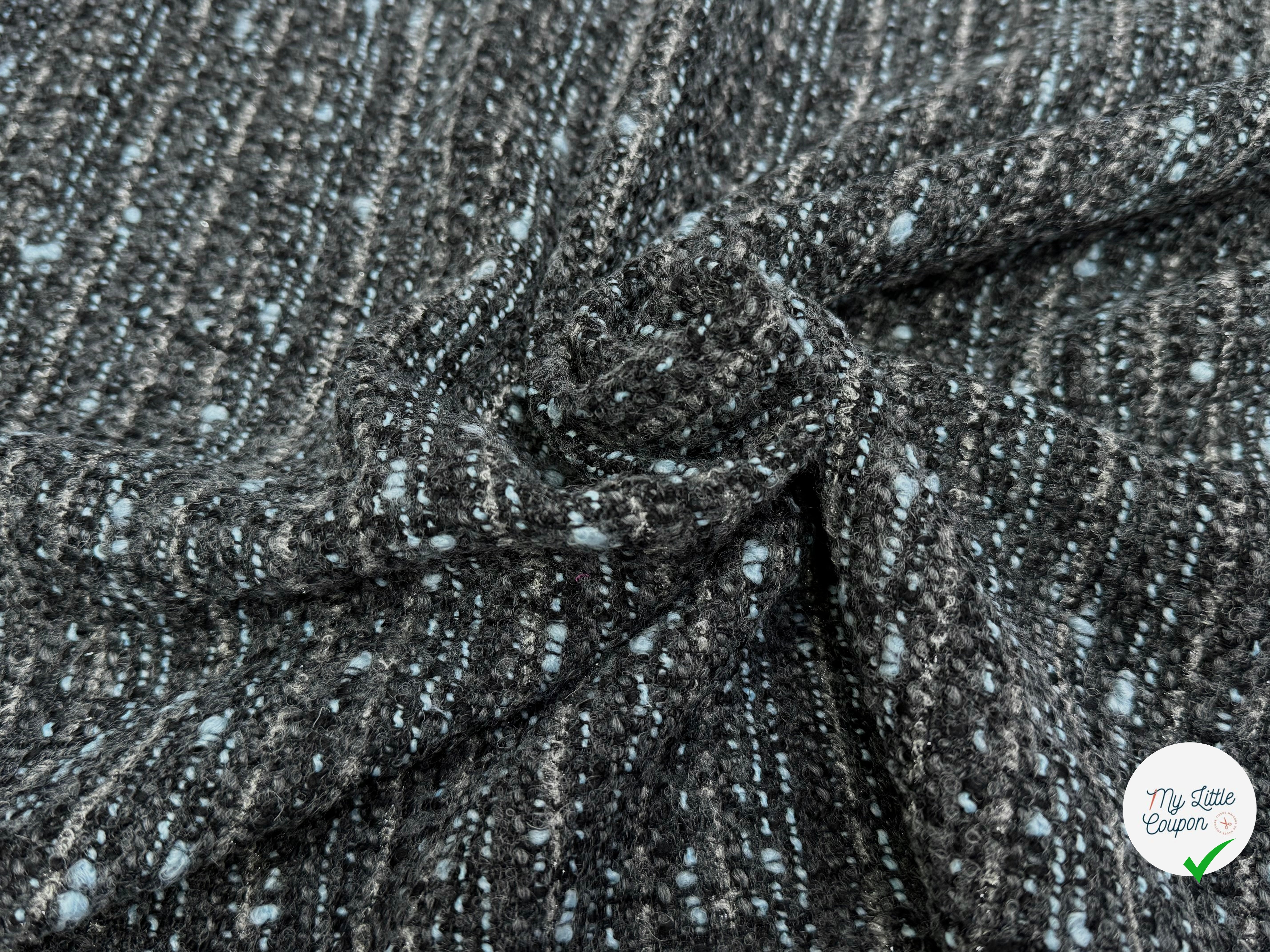 TWEED DE LAINE GRIS & BLUE 6% LUREX - My Little Coupon