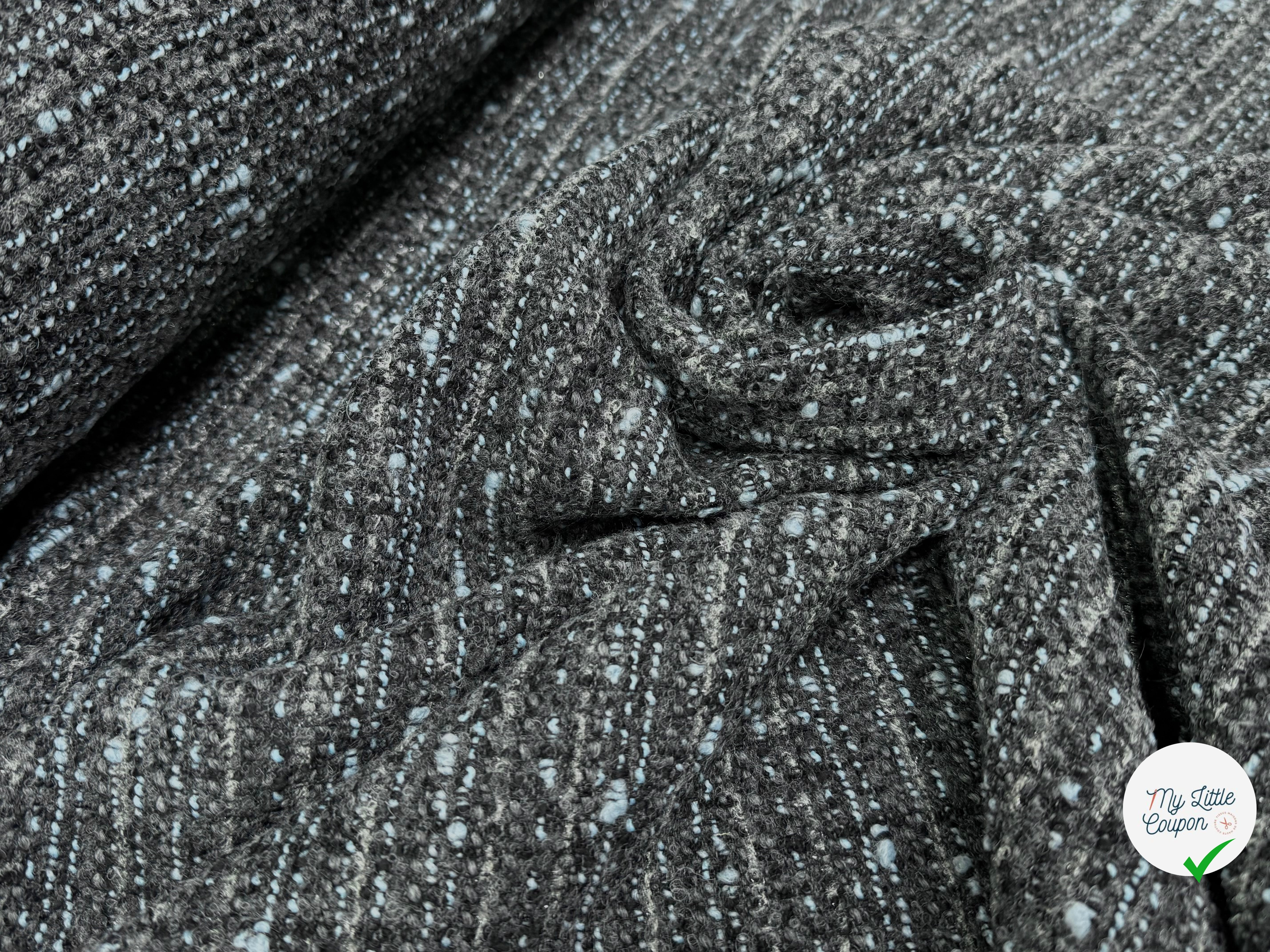 TWEED DE LAINE GRIS & BLUE 6% LUREX - My Little Coupon