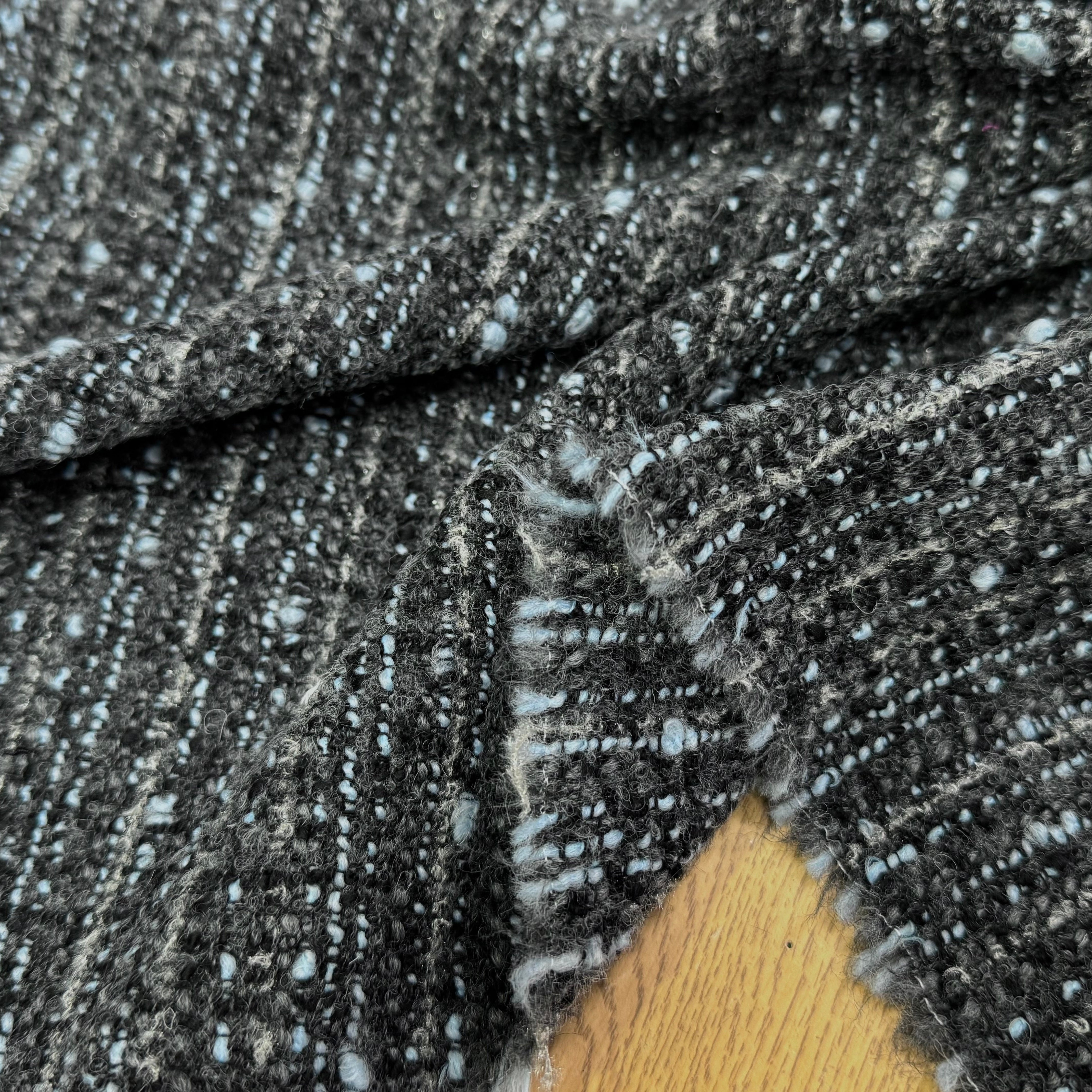 TWEED DE LAINE GRIS & BLUE 6% LUREX - My Little Coupon