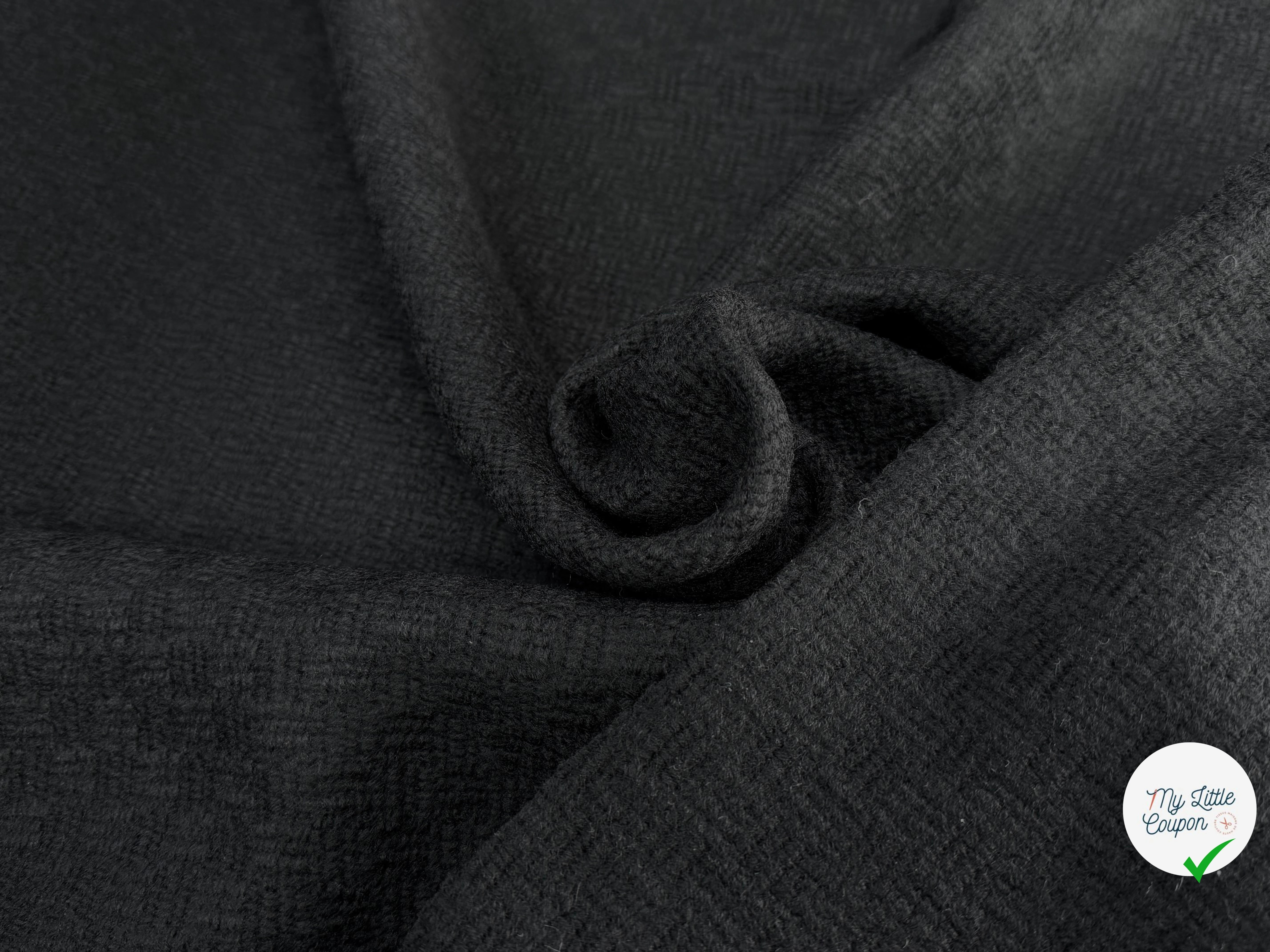 TWEED DE LAINE TEXTURÉ NOIR SUPERBE - My Little Coupon