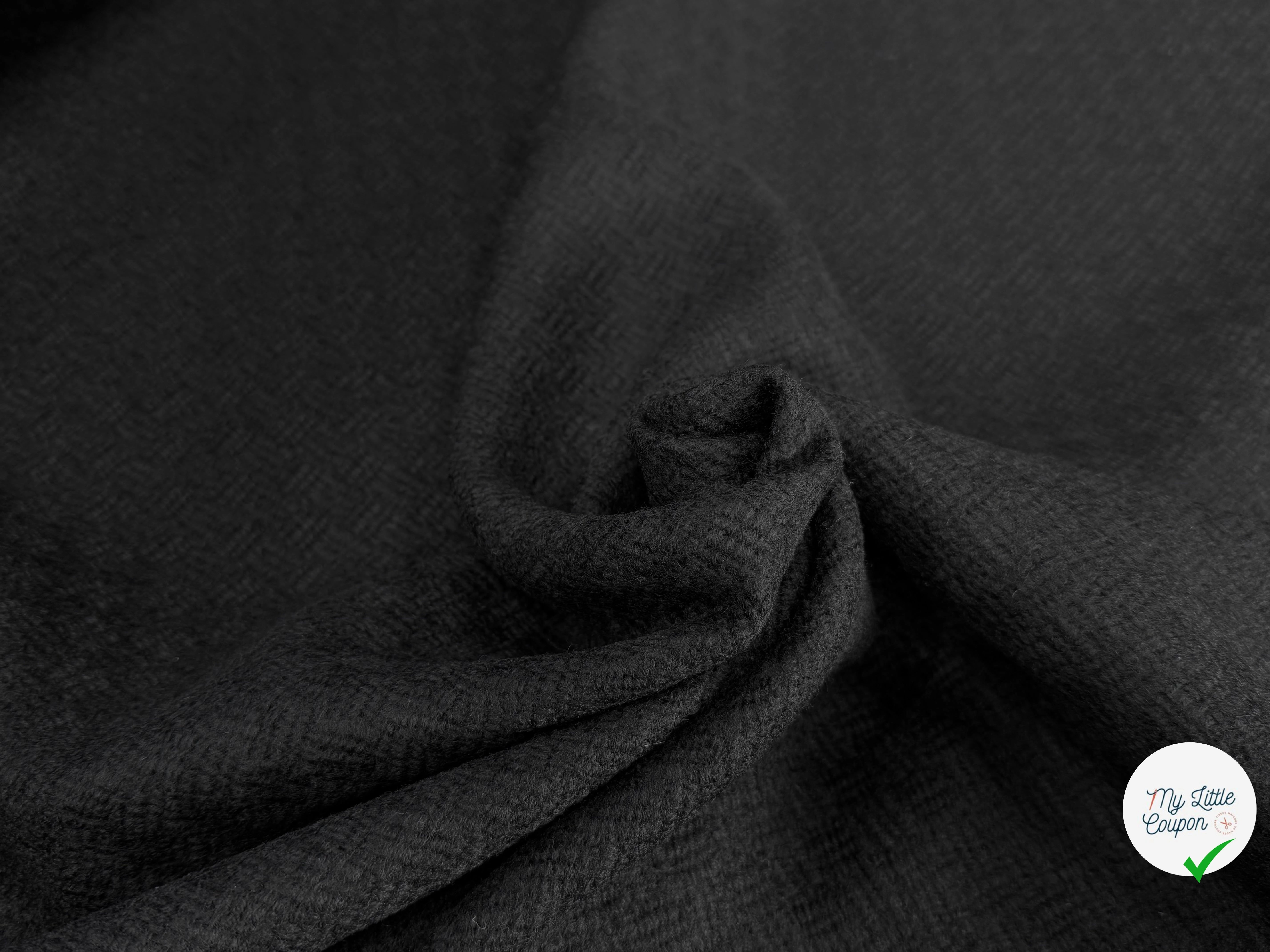 TWEED DE LAINE TEXTURÉ NOIR SUPERBE - My Little Coupon