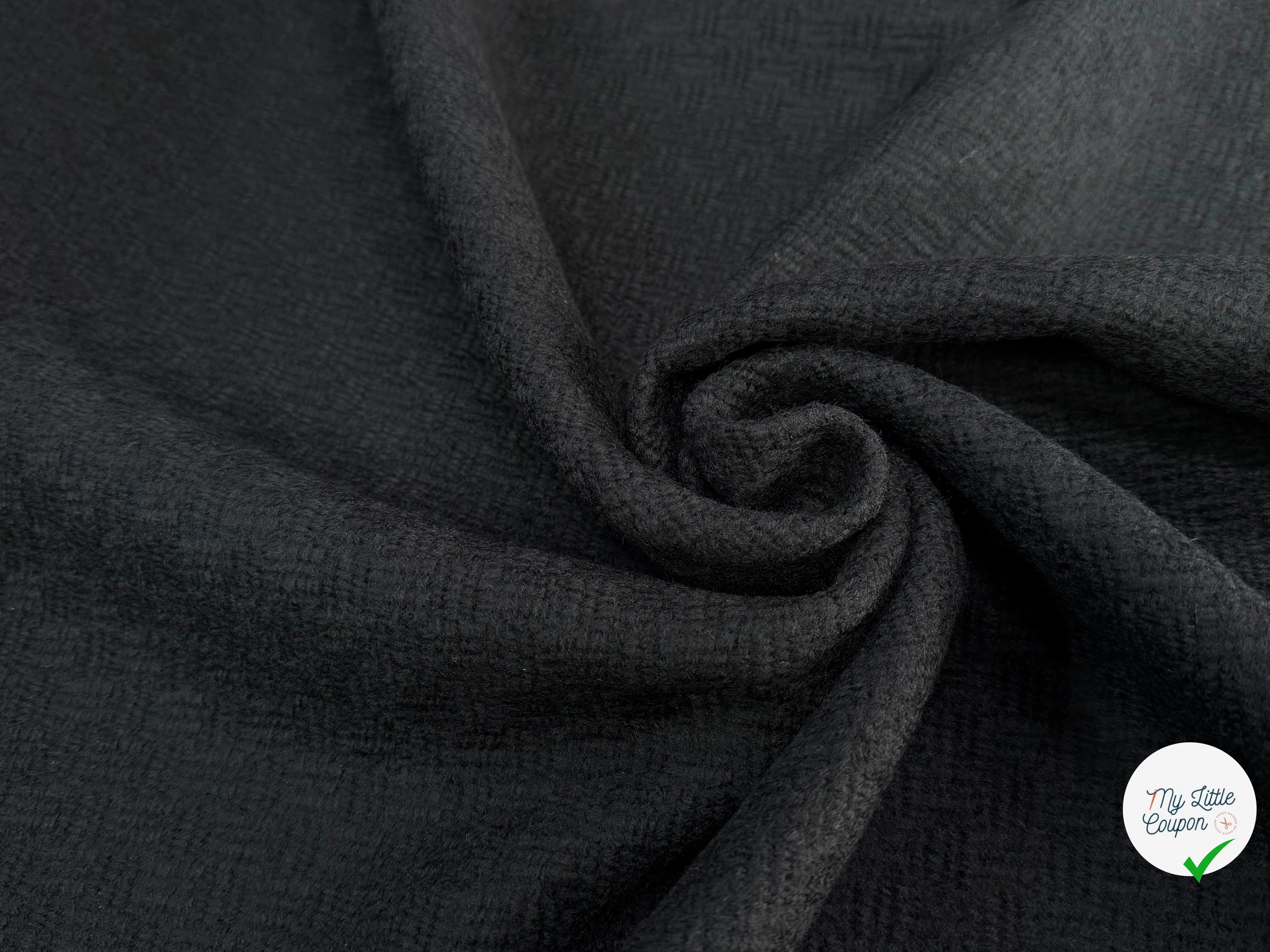 TWEED DE LAINE TEXTURÉ NOIR SUPERBE - My Little Coupon