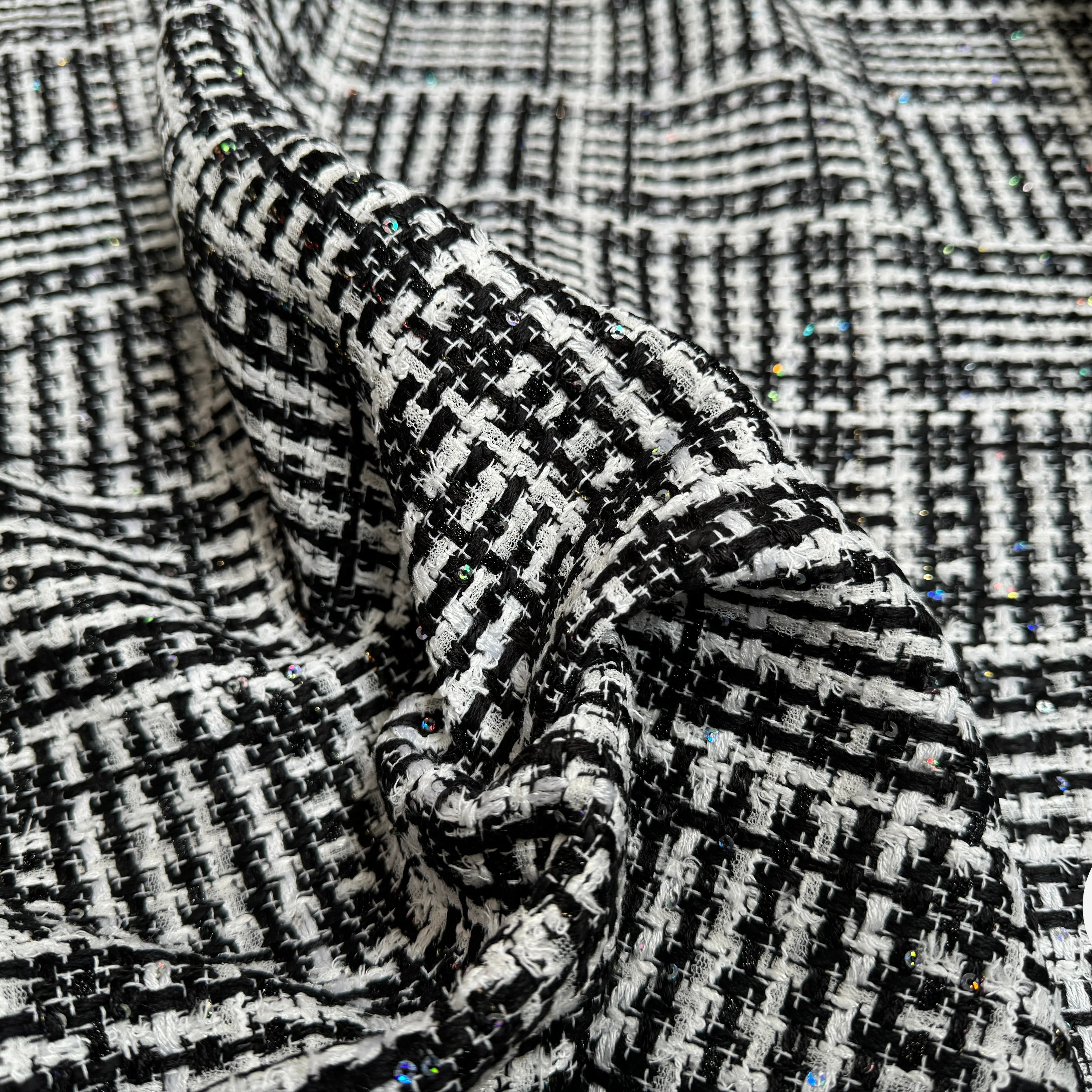 TWEED DE PRESTIGE NOIR & BLANC FABRICATION FRANÇAISE - My Little Coupon