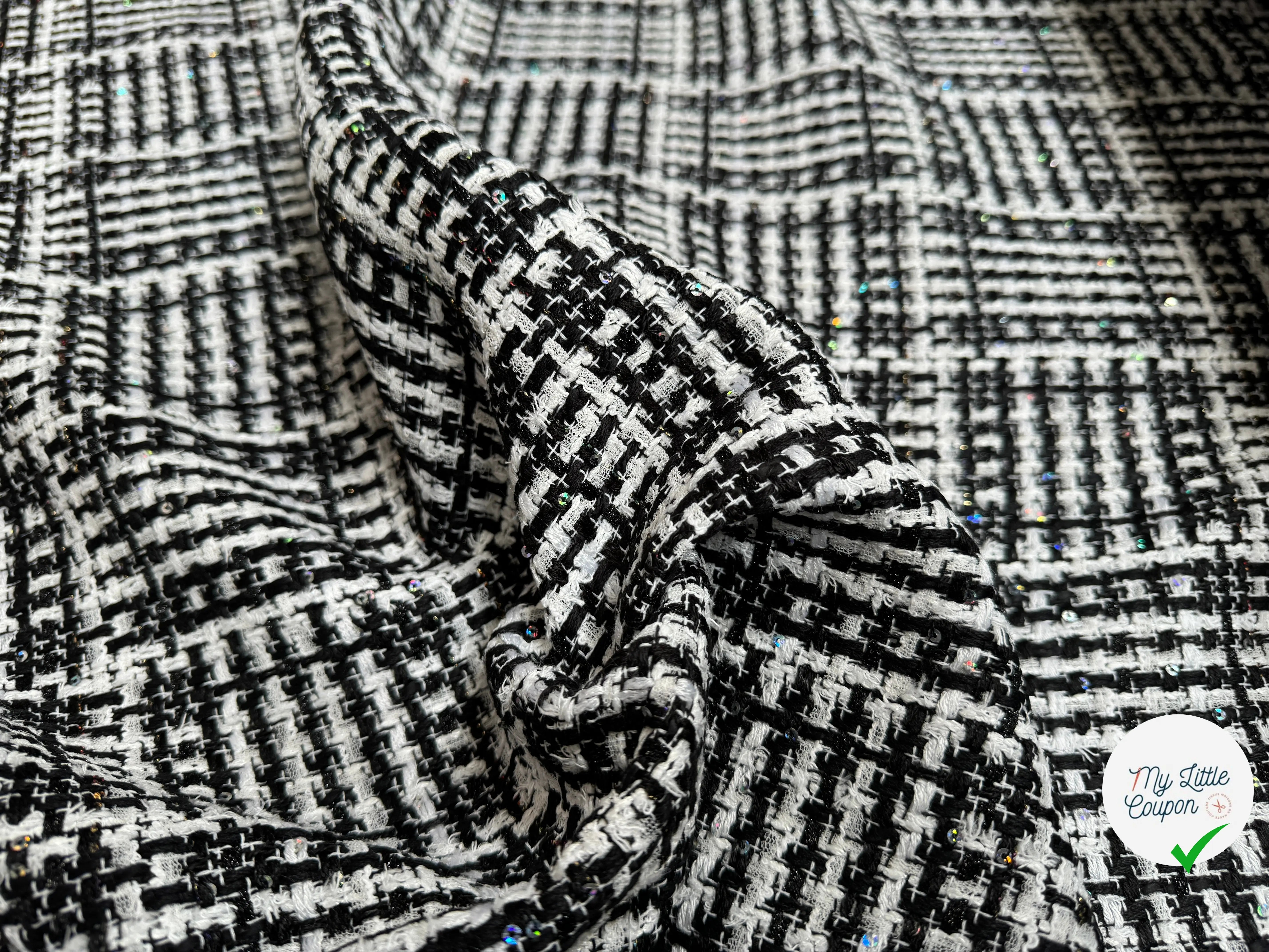 TWEED DE PRESTIGE NOIR & BLANC FABRICATION FRANÇAISE - My Little Coupon