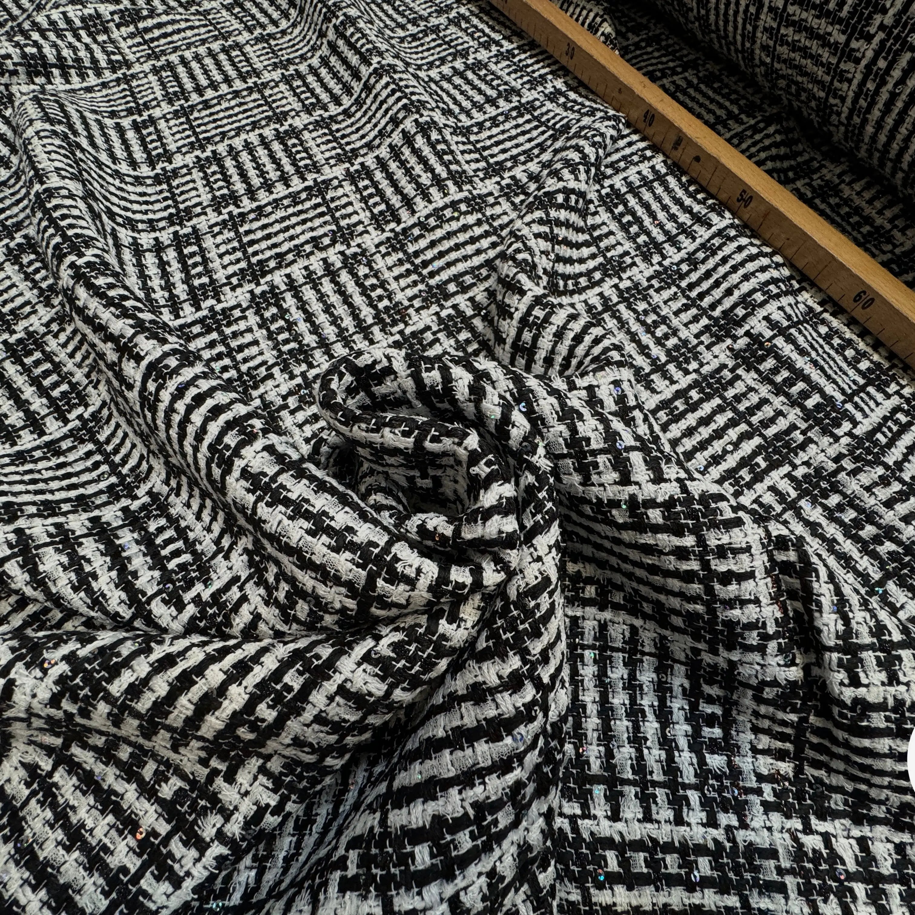 TWEED DE PRESTIGE NOIR & BLANC FABRICATION FRANÇAISE - My Little Coupon