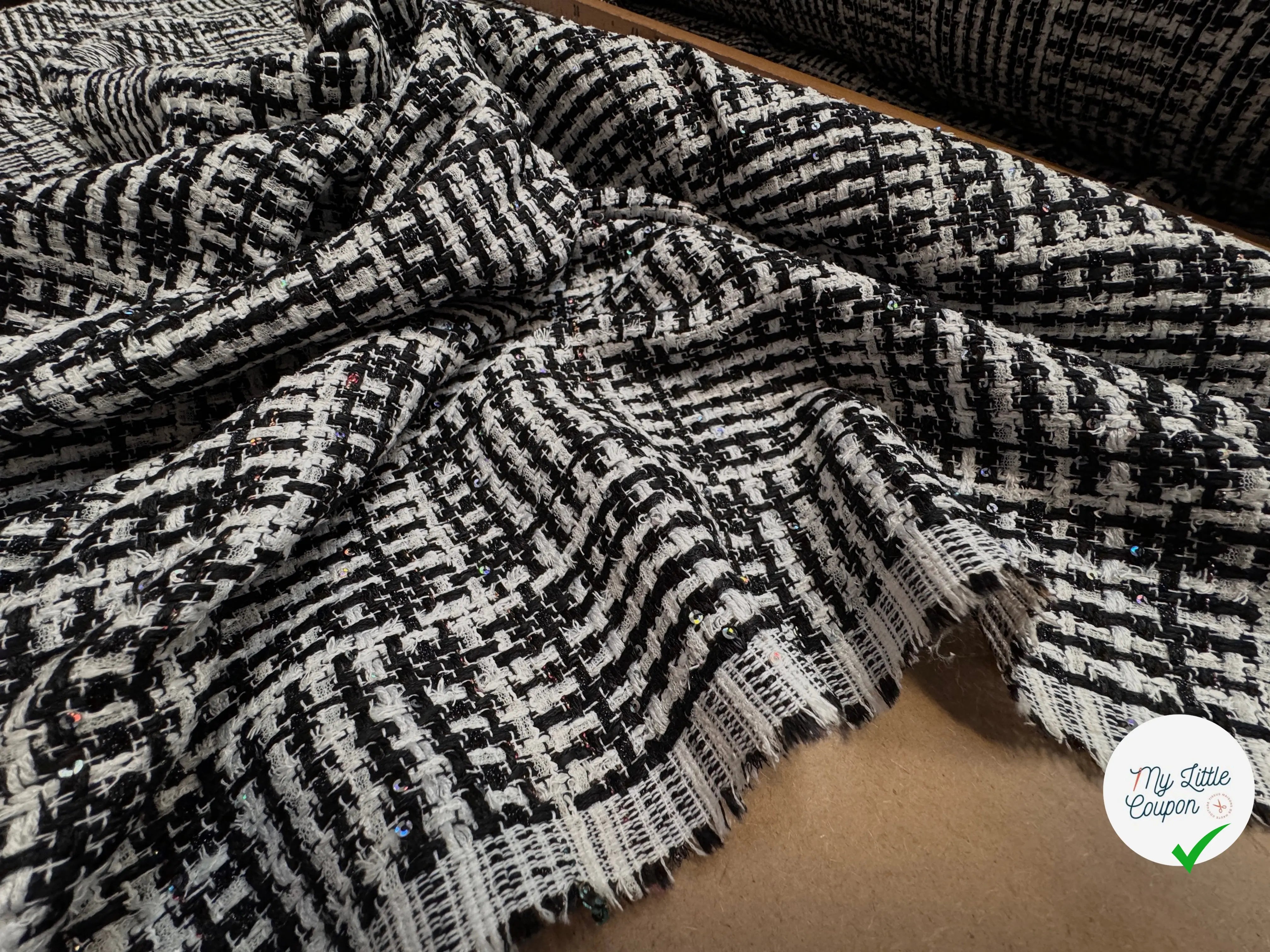 TWEED DE PRESTIGE NOIR & BLANC FABRICATION FRANÇAISE - My Little Coupon