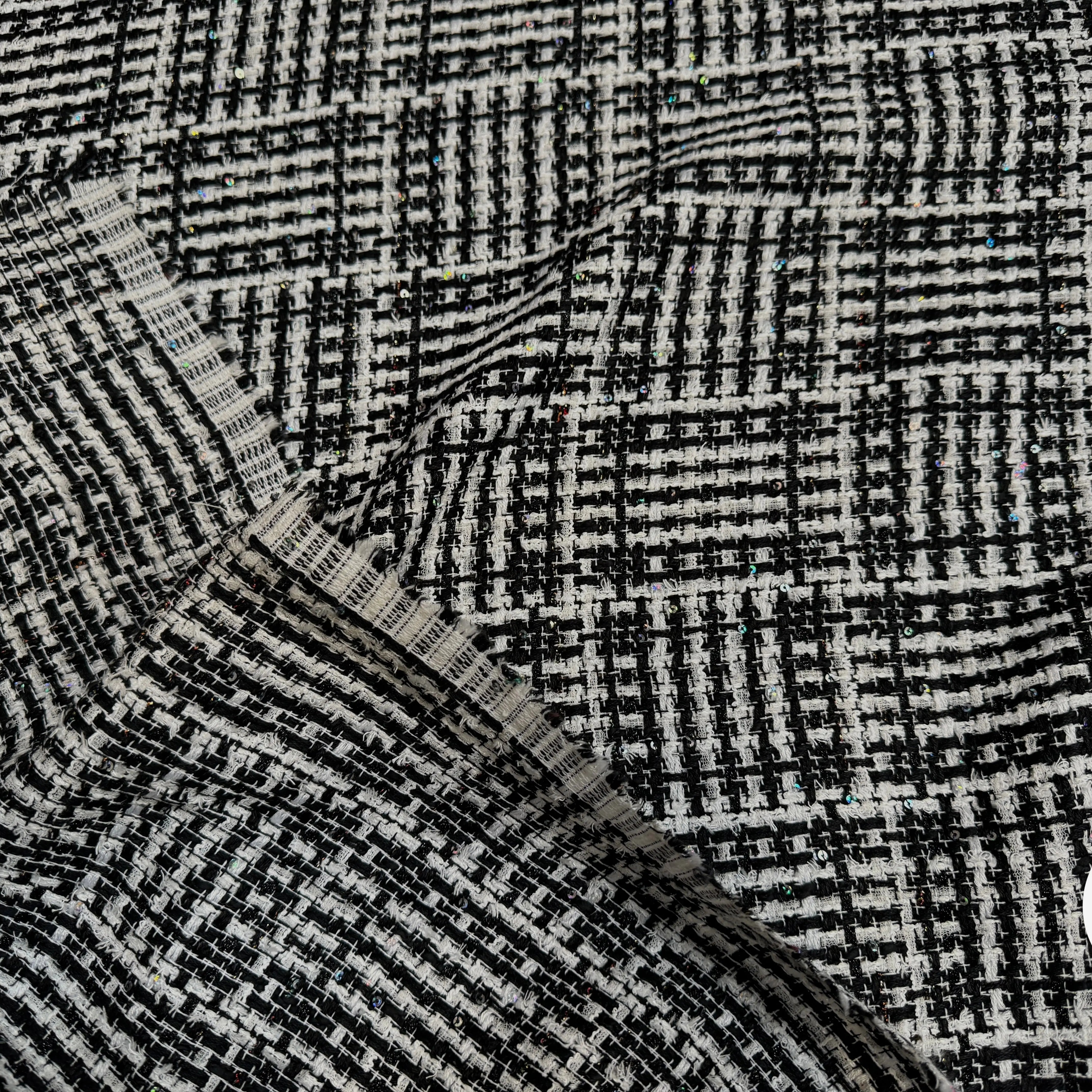 TWEED DE PRESTIGE NOIR & BLANC FABRICATION FRANÇAISE - My Little Coupon