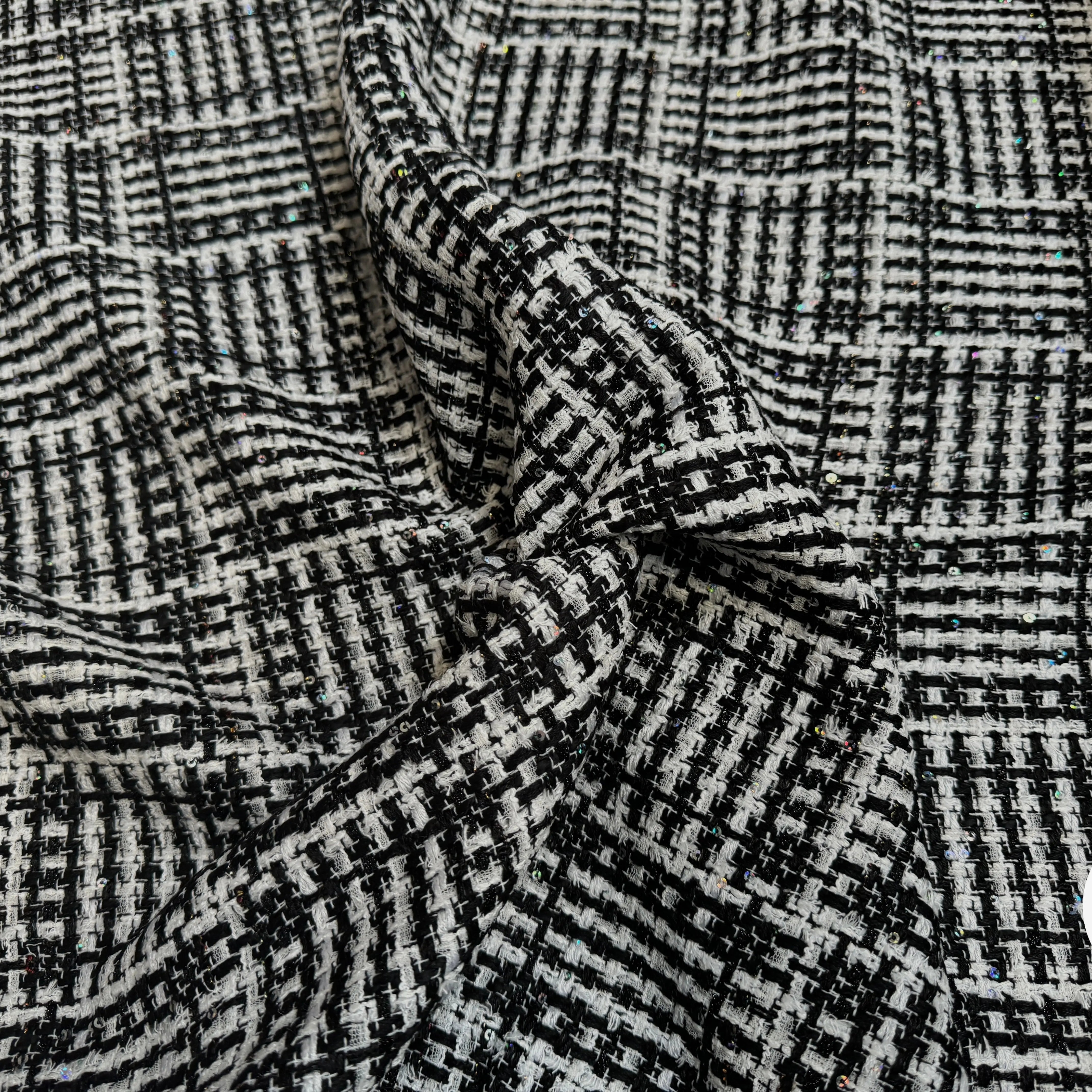 TWEED DE PRESTIGE NOIR & BLANC FABRICATION FRANÇAISE - My Little Coupon