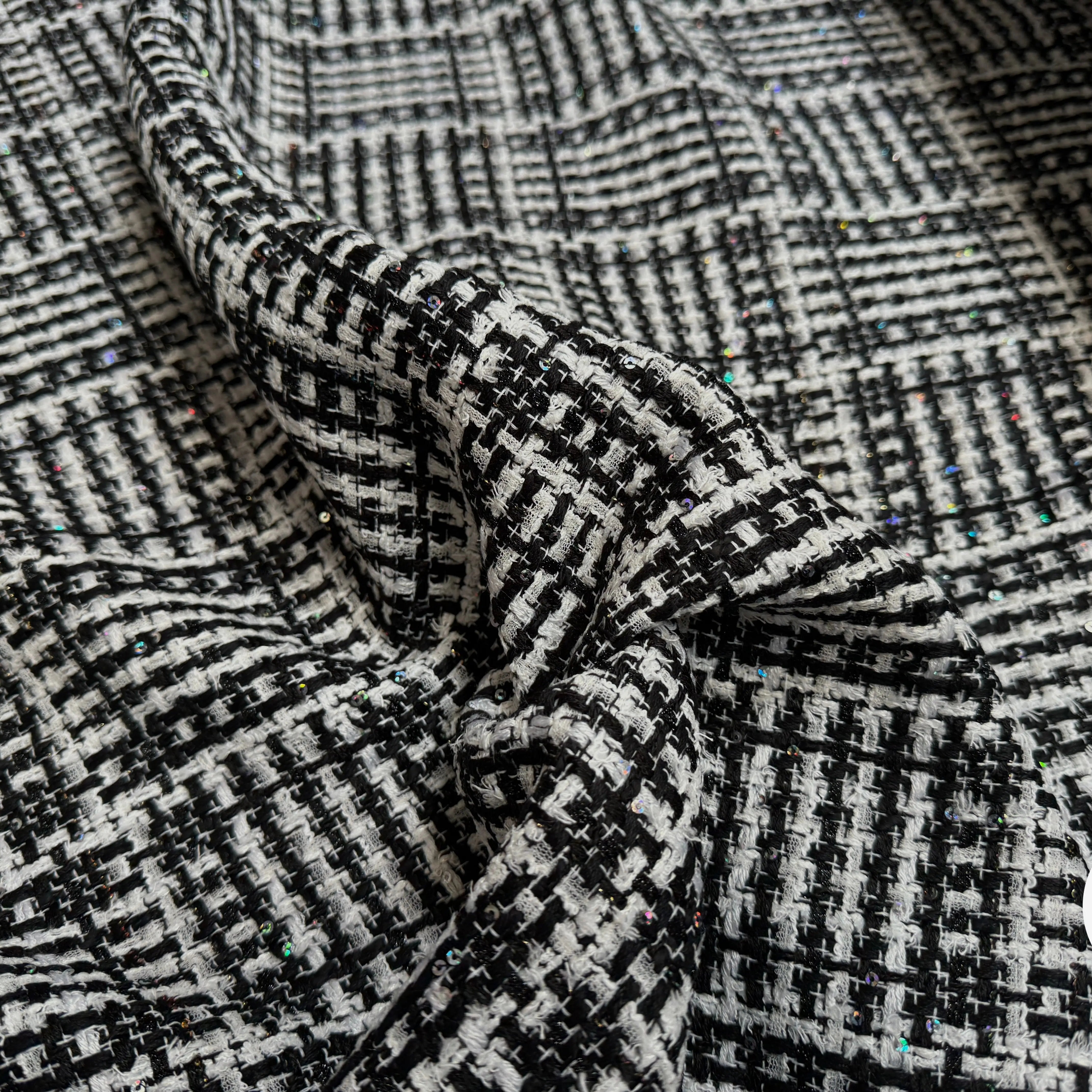 TWEED DE PRESTIGE NOIR & BLANC FABRICATION FRANÇAISE - My Little Coupon