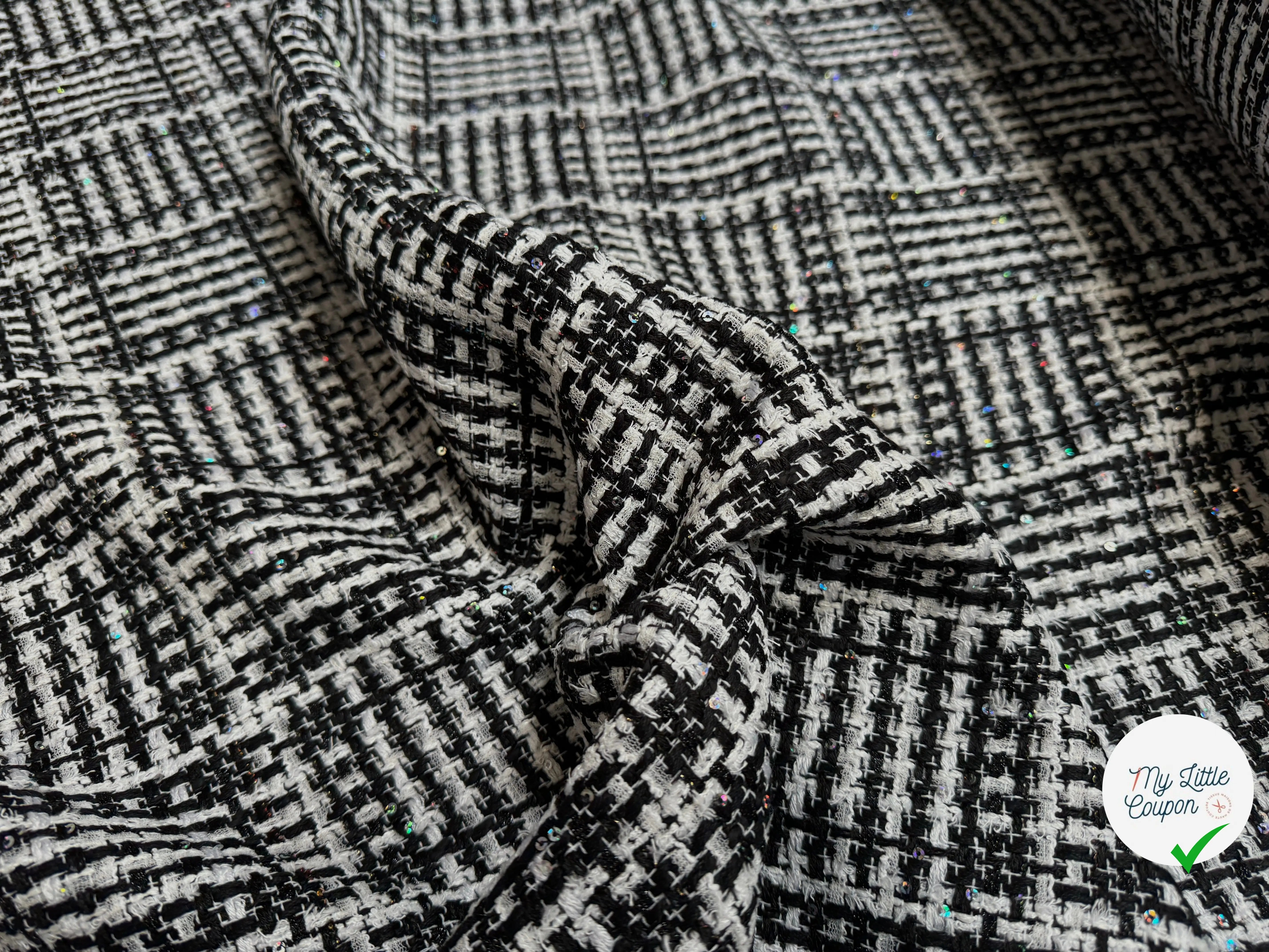 TWEED DE PRESTIGE NOIR & BLANC FABRICATION FRANÇAISE - My Little Coupon