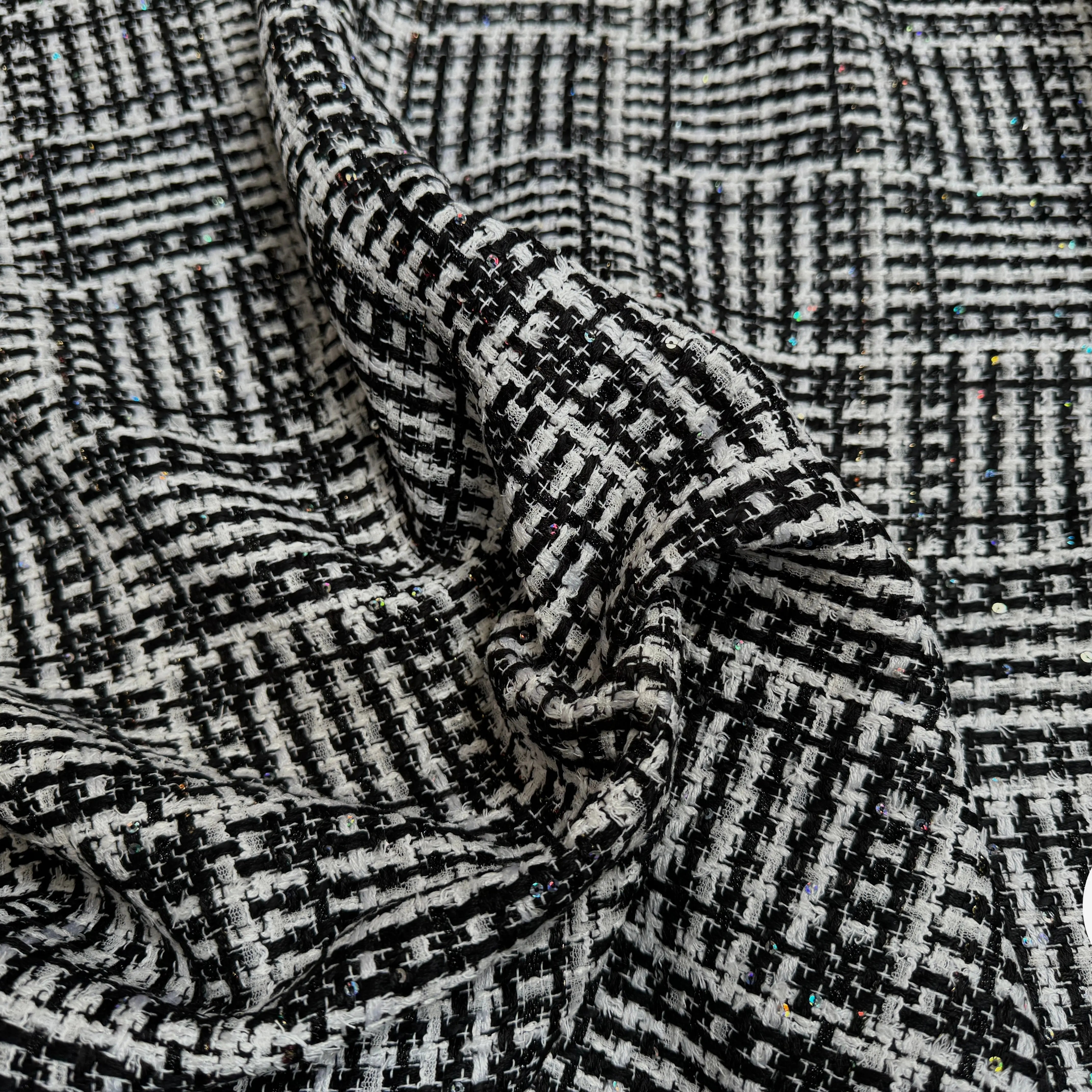 TWEED DE PRESTIGE NOIR & BLANC FABRICATION FRANÇAISE - My Little Coupon