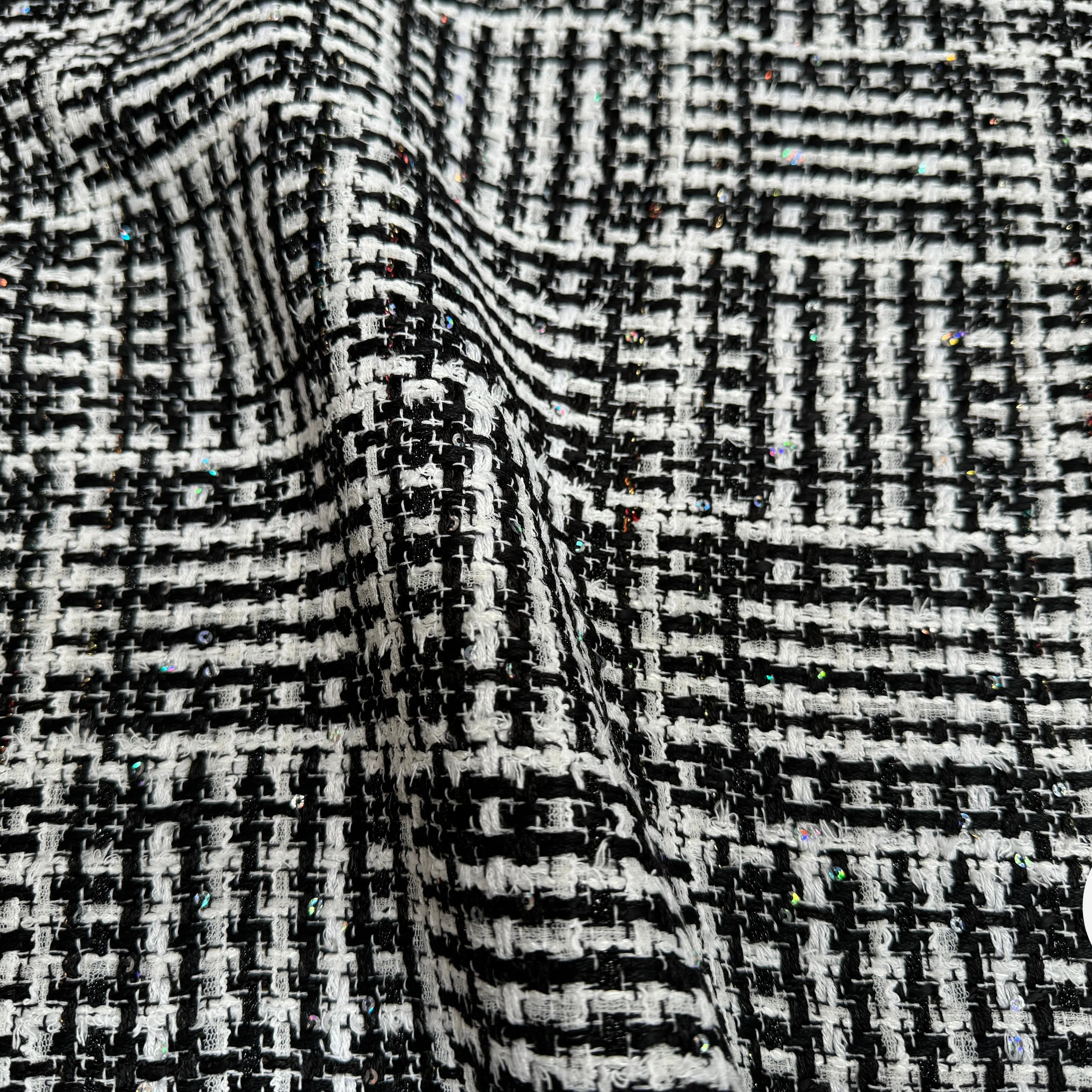 TWEED DE PRESTIGE NOIR & BLANC FABRICATION FRANÇAISE - My Little Coupon