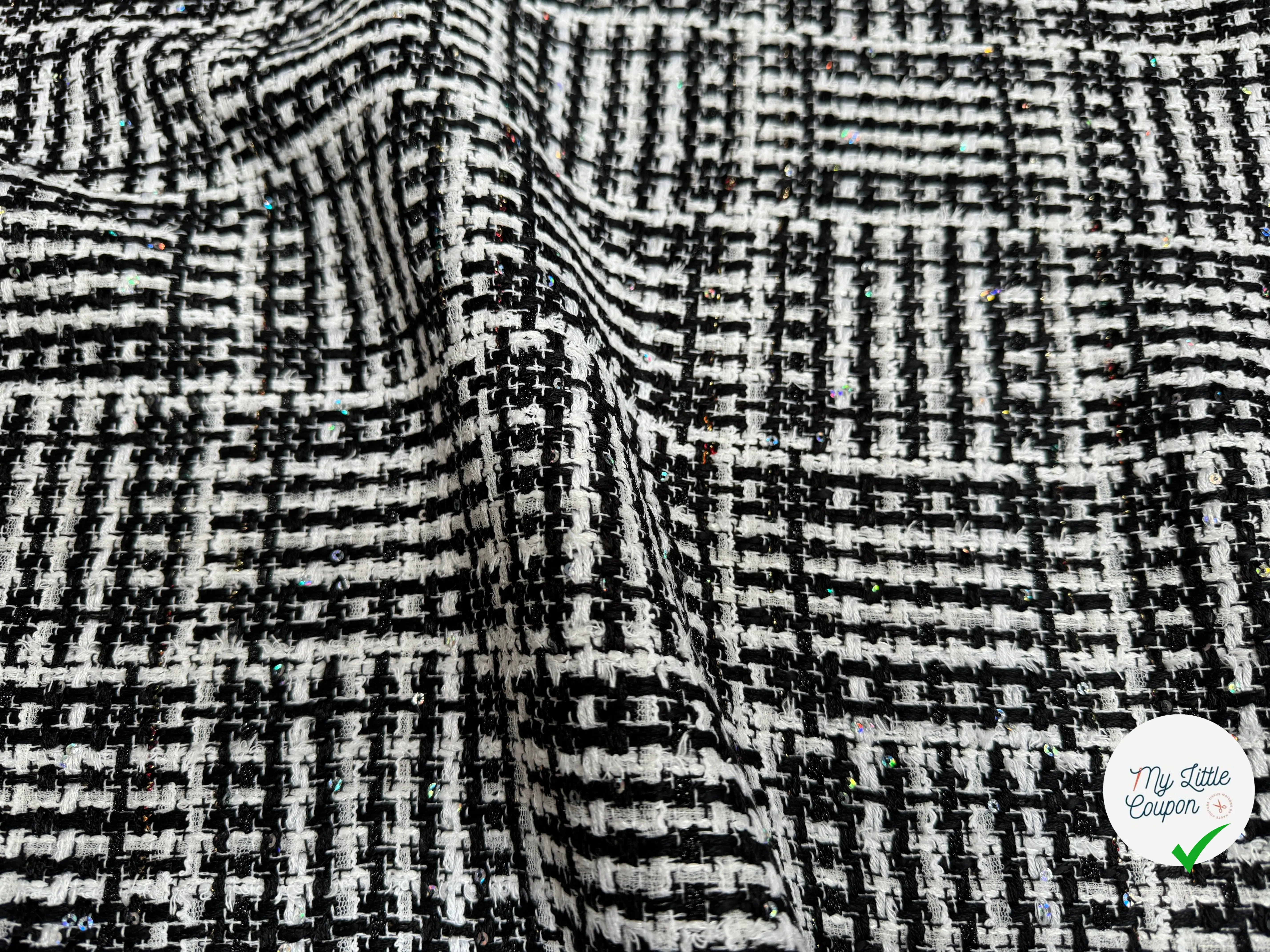 TWEED DE PRESTIGE NOIR & BLANC FABRICATION FRANÇAISE - My Little Coupon