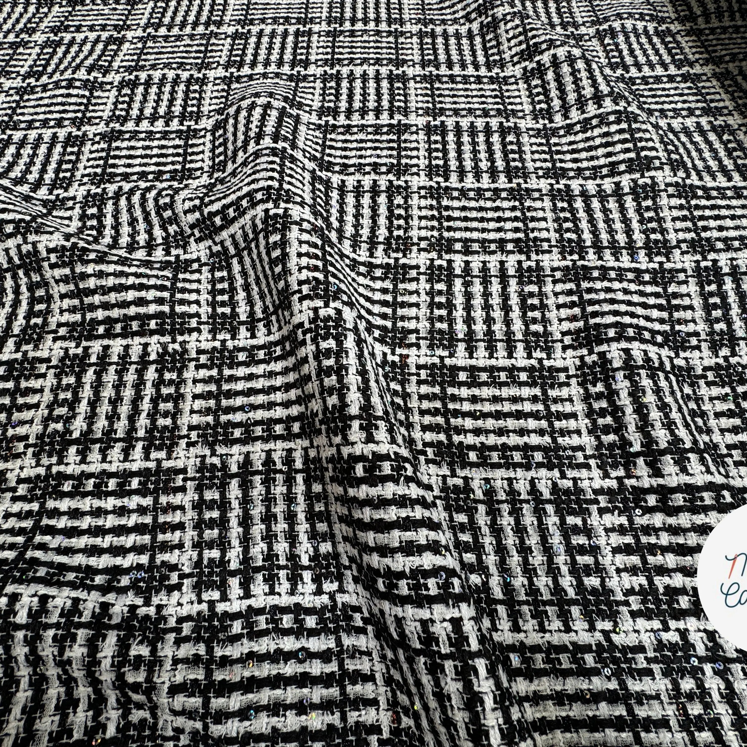 TWEED DE PRESTIGE NOIR & BLANC FABRICATION FRANÇAISE - My Little Coupon