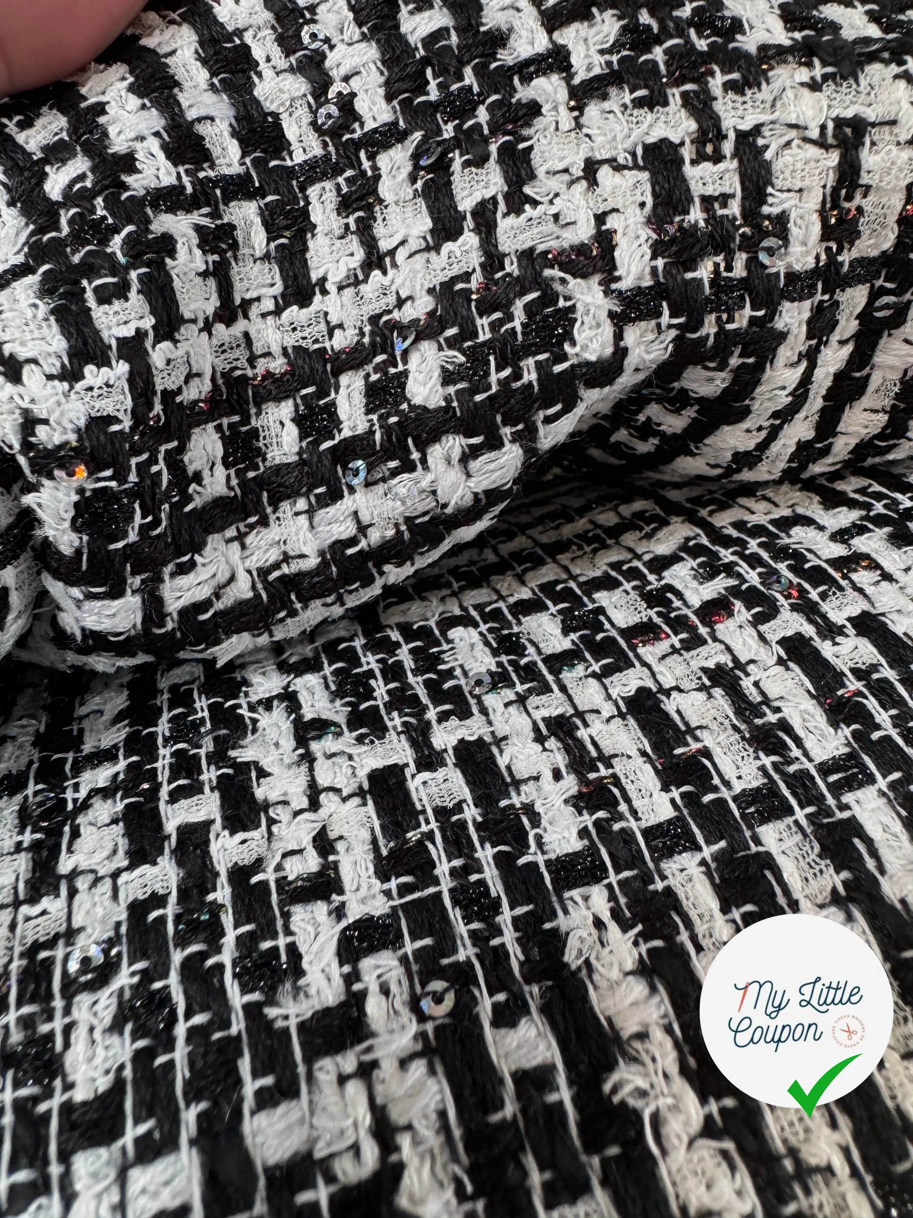 TWEED DE PRESTIGE NOIR & BLANC FABRICATION FRANÇAISE - My Little Coupon