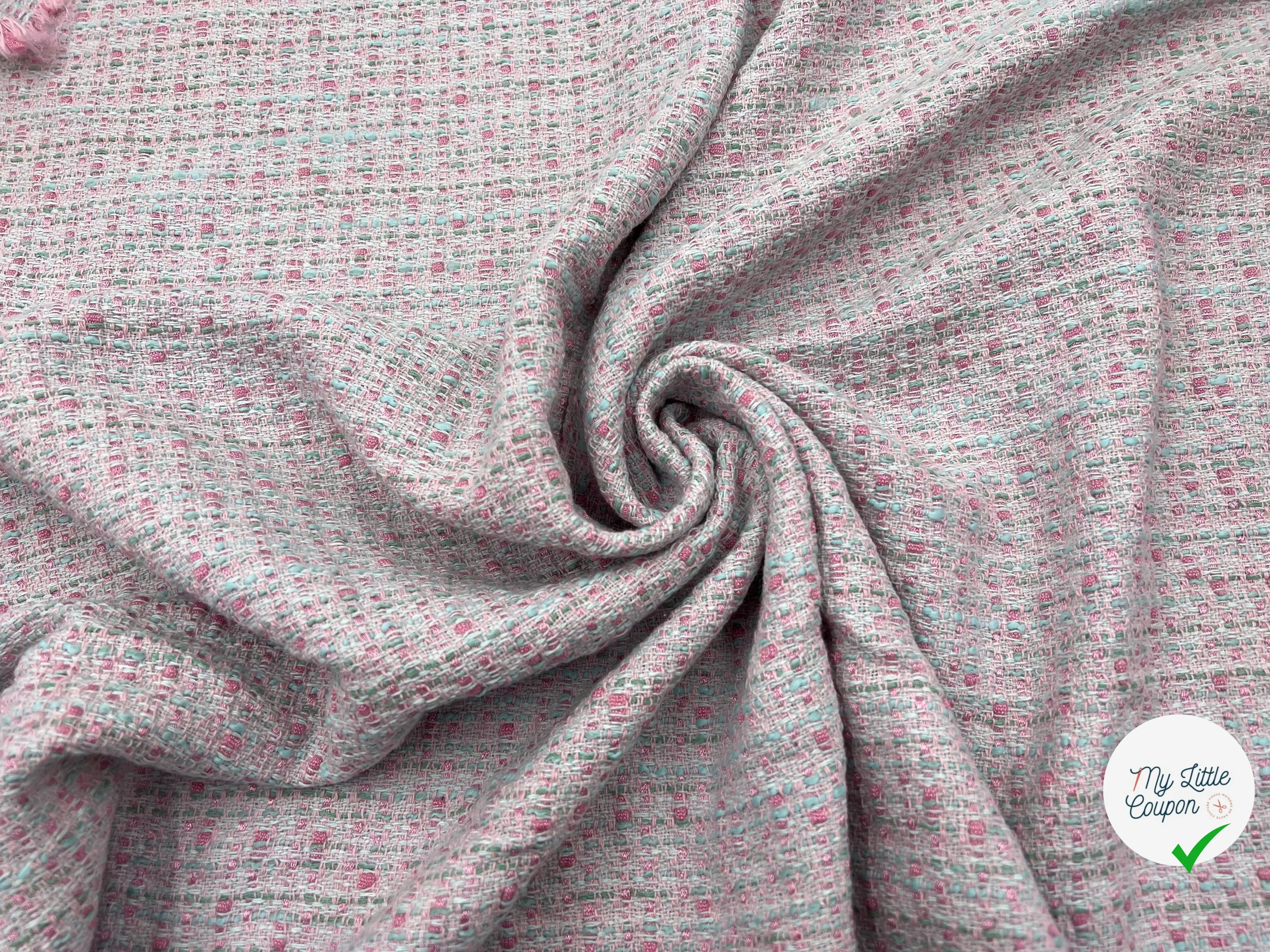 TWEED DE PRINTEMPS ROSE ET TURQUOISE - My Little Coupon - tissu - coudre
