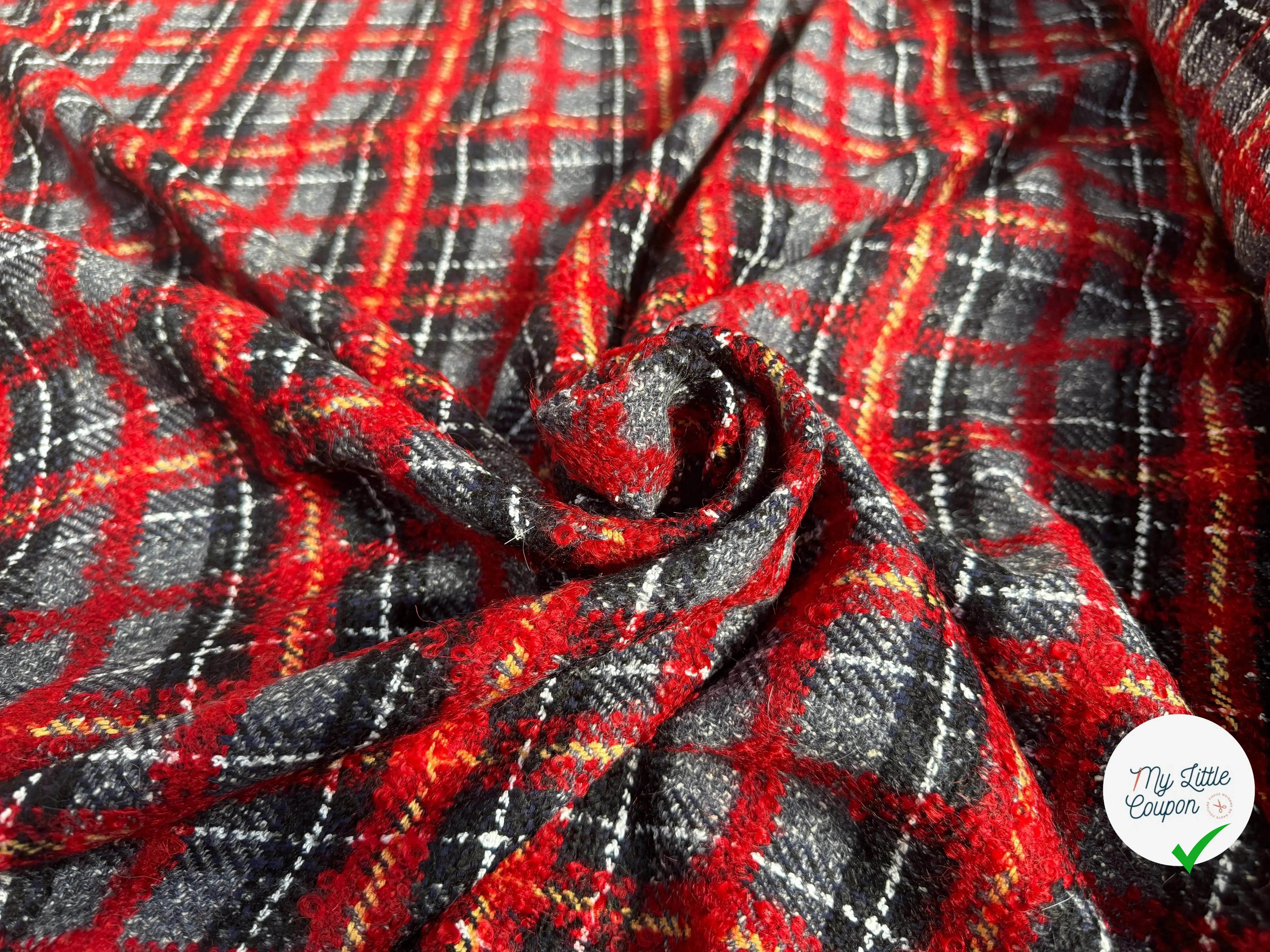 TWEED ÉCOSSAIS ÉCLAT ROUGE MADE IN FRANCE - My Little Coupon